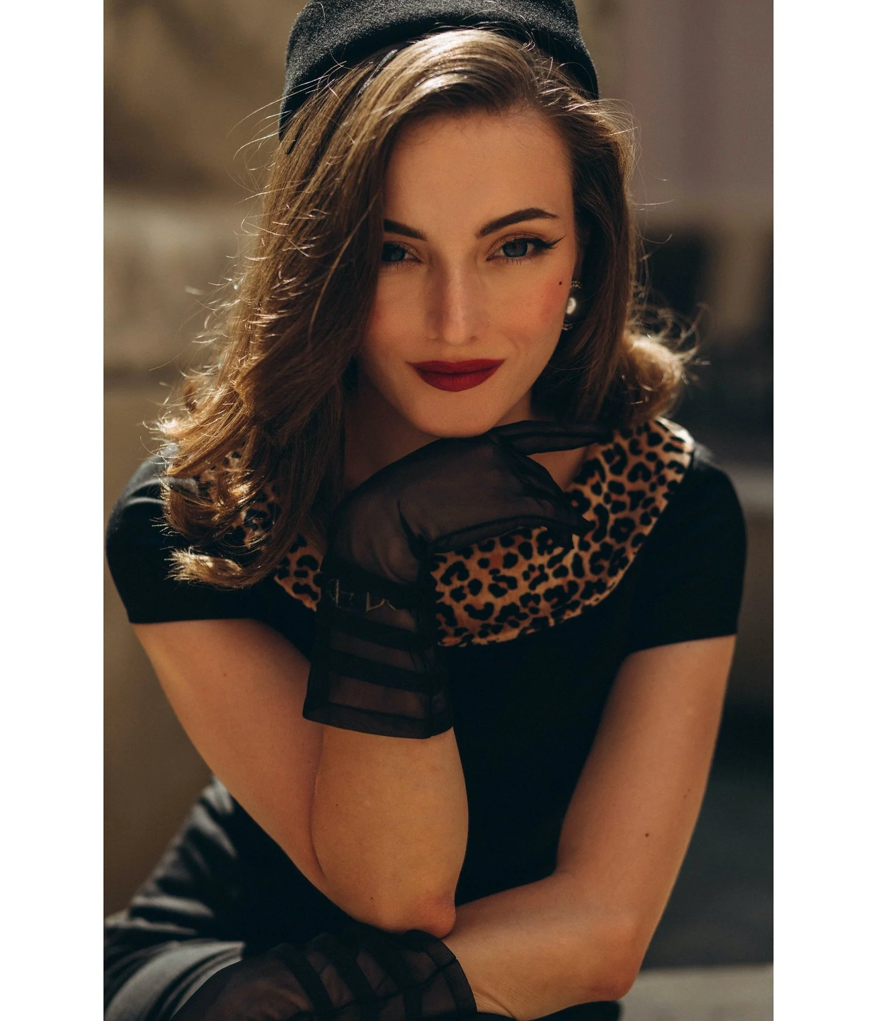 Heart My Closet Black & Leopard Print Dorothy Pencil Dress - Image 5