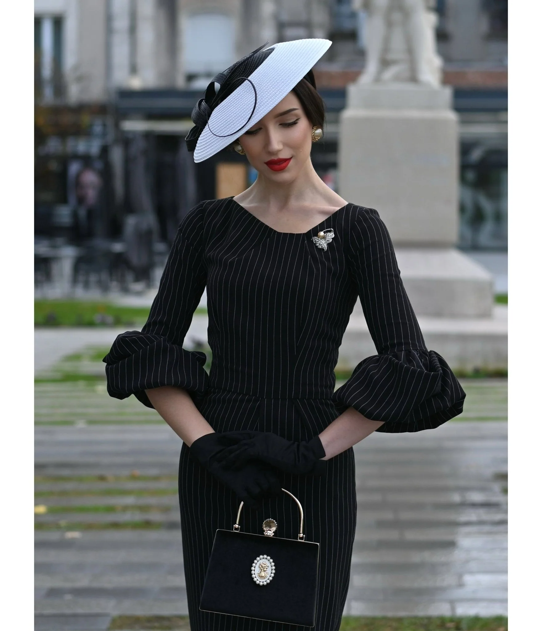 Heart My Closet Black Pinstripe Mila Pencil Dress - Image 5