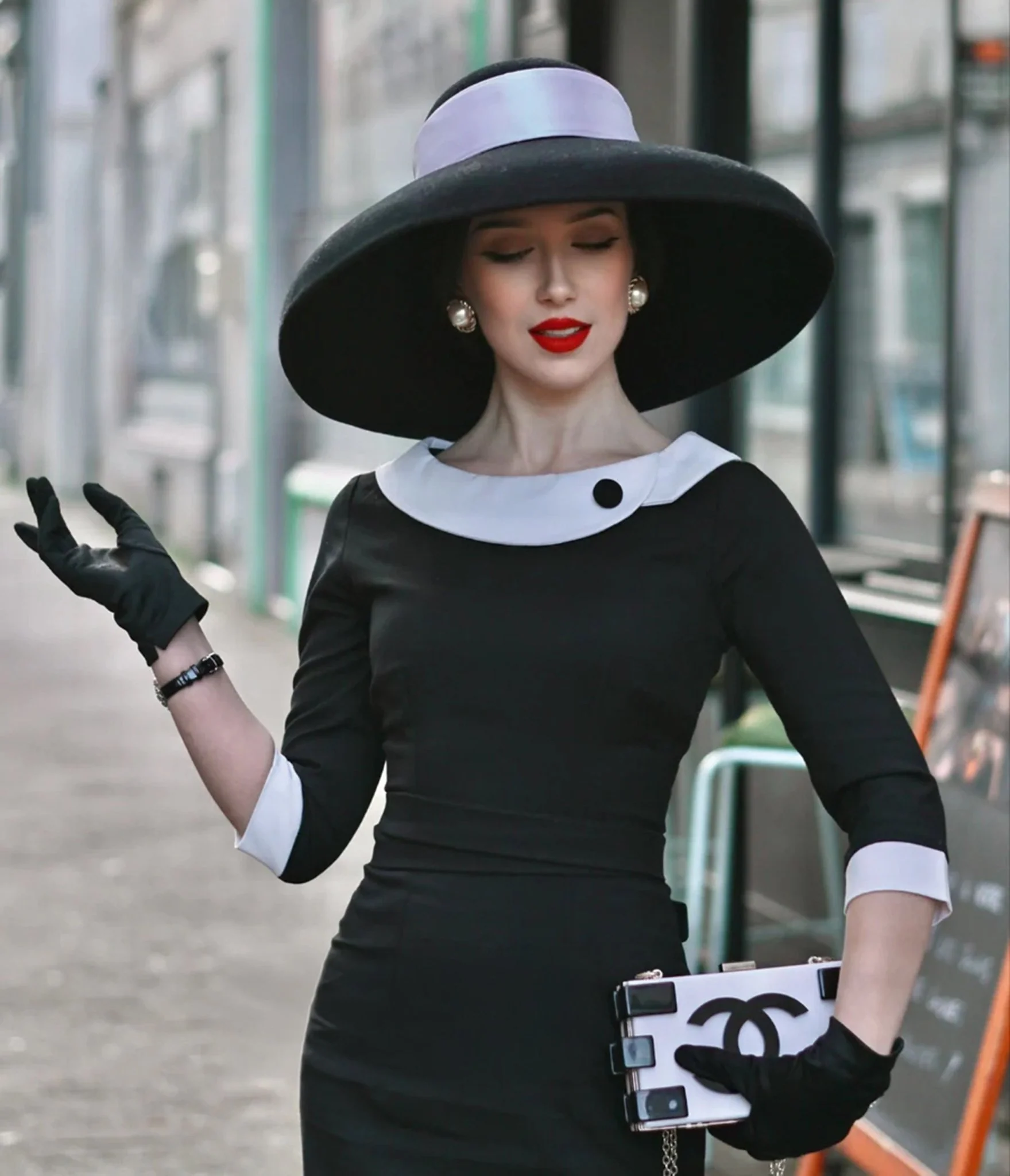 Heart My Closet Black & White Laura Pencil Dress - Image 5