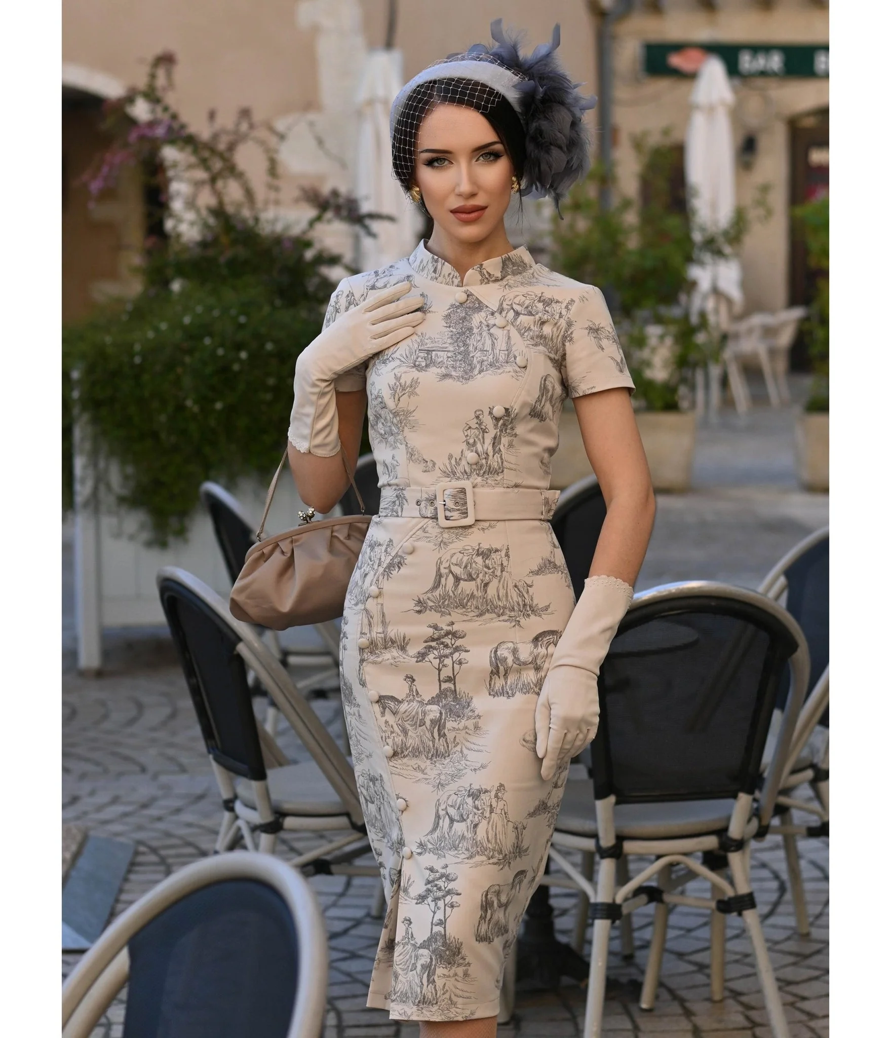 Heart My Closet Toile De Jouy Janet Pencil Dress