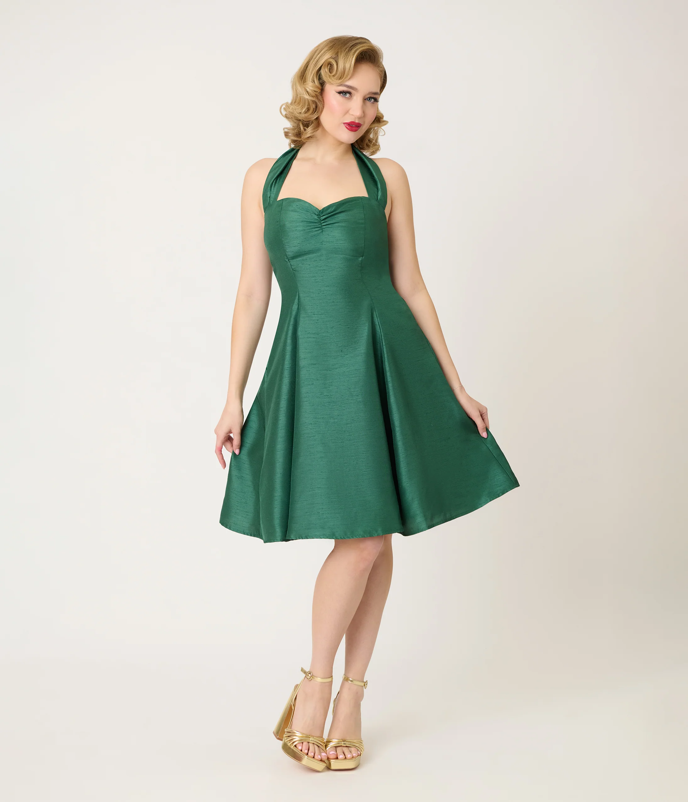 Heart of Haute Green Halter Sweetie Swing Dress - Image 4