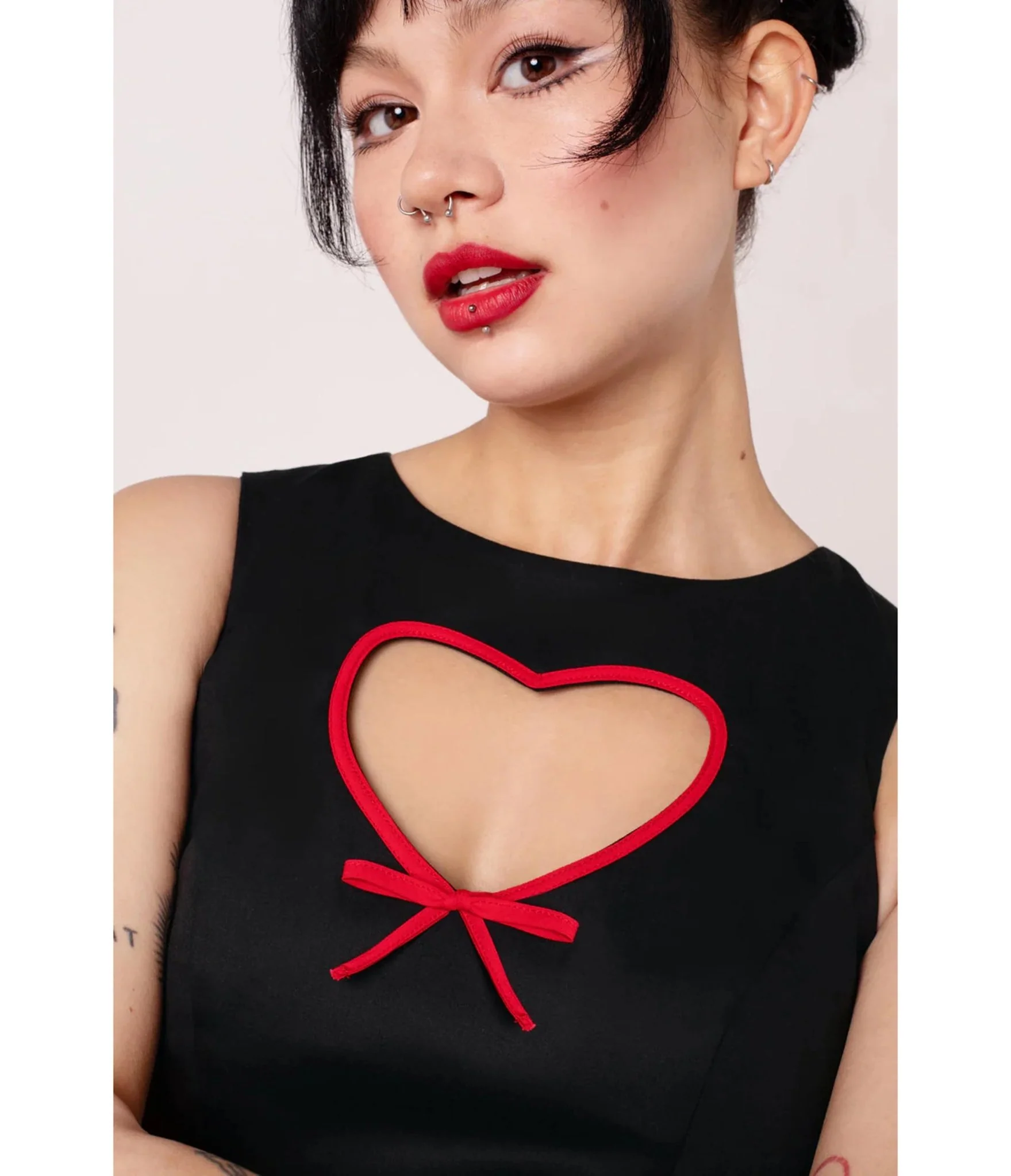 Hell Bunny Black Heart Cutout Lucie Mini Dress - Image 3