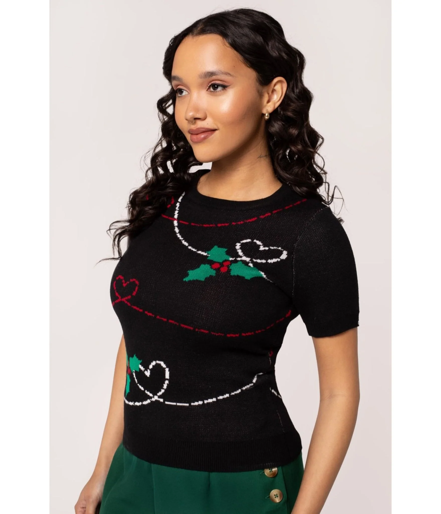 Hell Bunny Black Hearts & Holly Angelica Top - Image 3