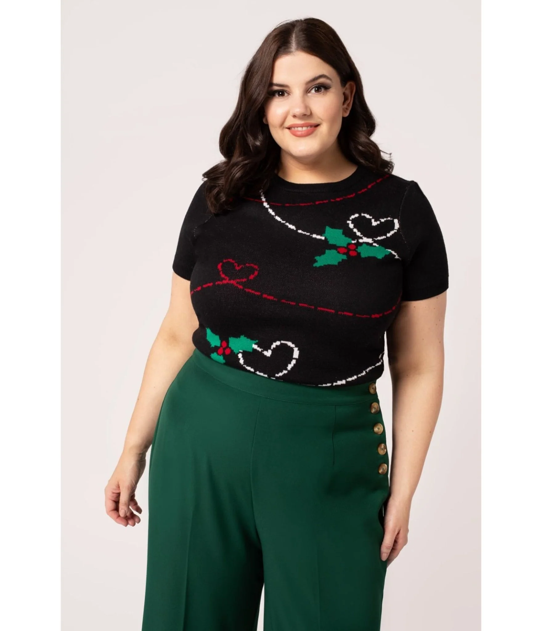 Hell Bunny Black Hearts & Holly Angelica Top - Image 4