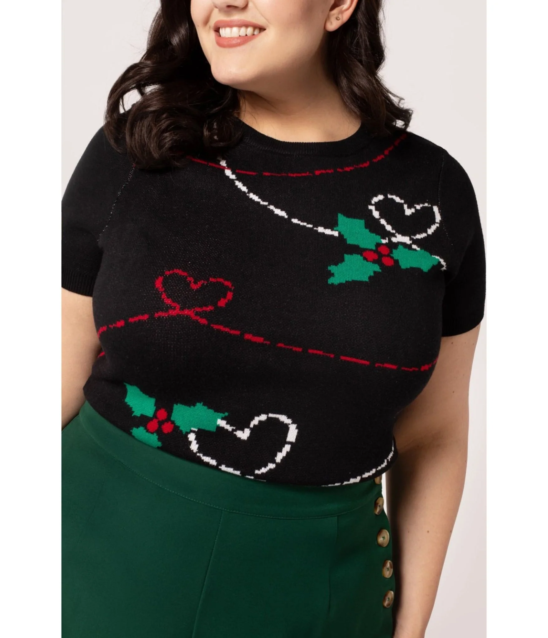 Hell Bunny Black Hearts & Holly Angelica Top - Image 5