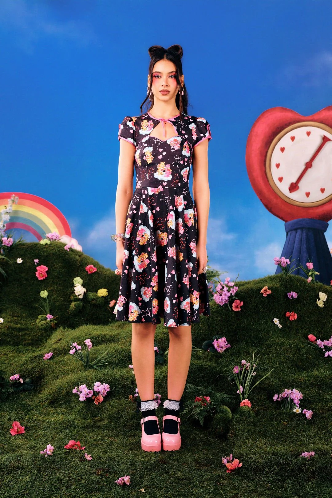 Hell Bunny Care Bears Tenderheart Cotton Flare Dress - Image 4