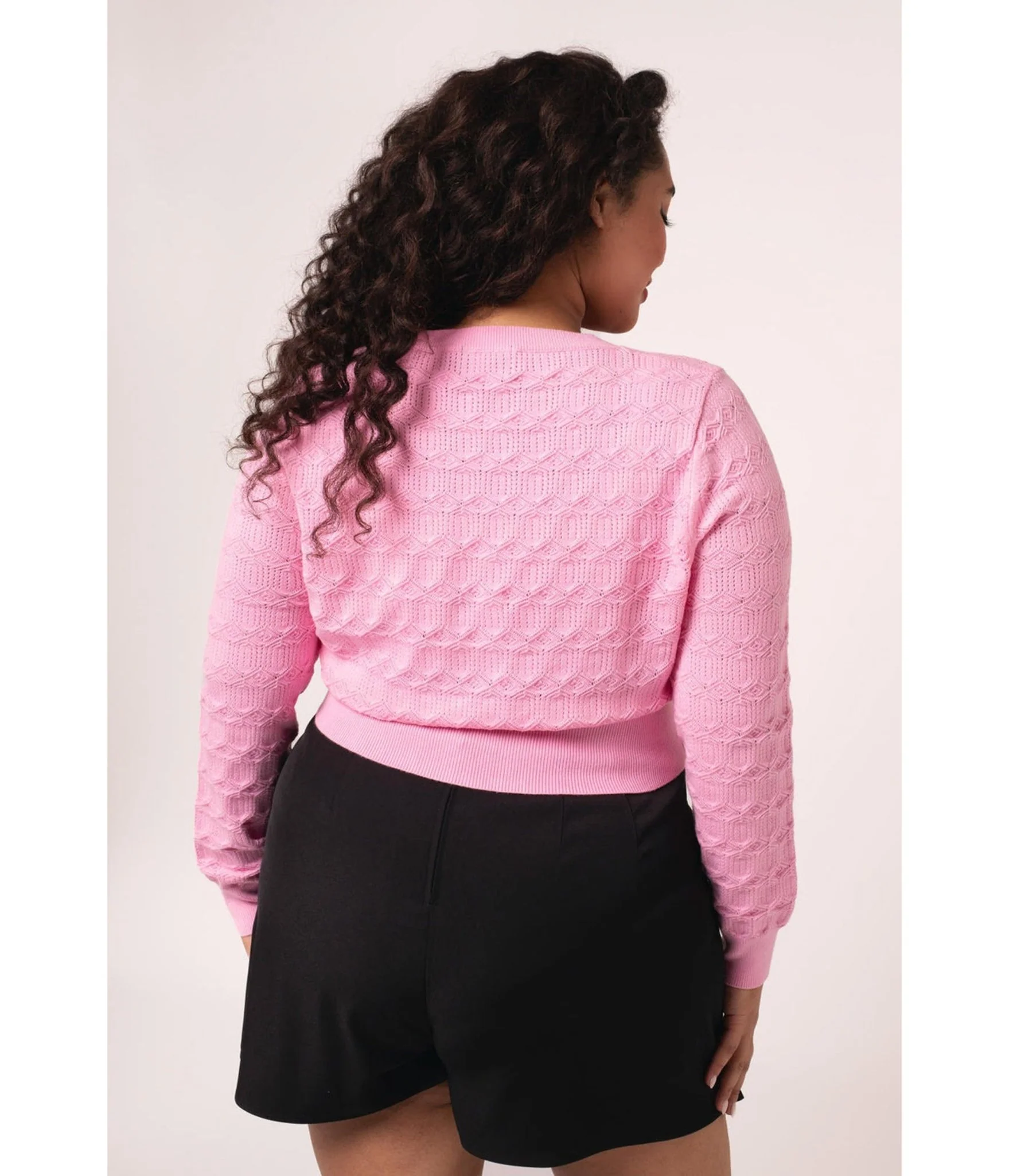 Hell Bunny Pink Tie Front Lucie Cardigan - Image 2