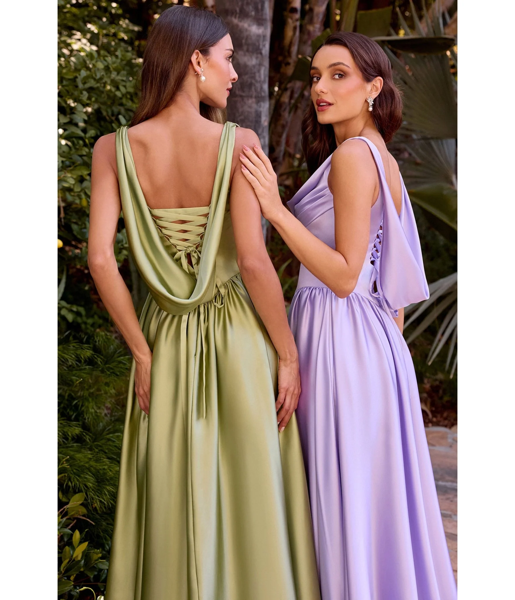 LaDivine by Cinderella Divine Lavender Satin Cowl Neck Gown - Image 4