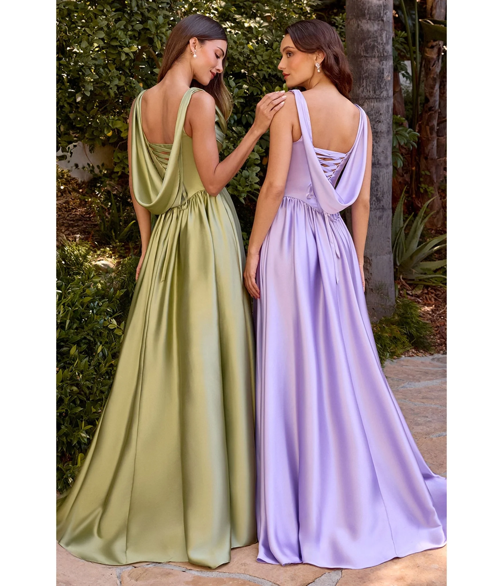 LaDivine by Cinderella Divine Lavender Satin Cowl Neck Gown - Image 5