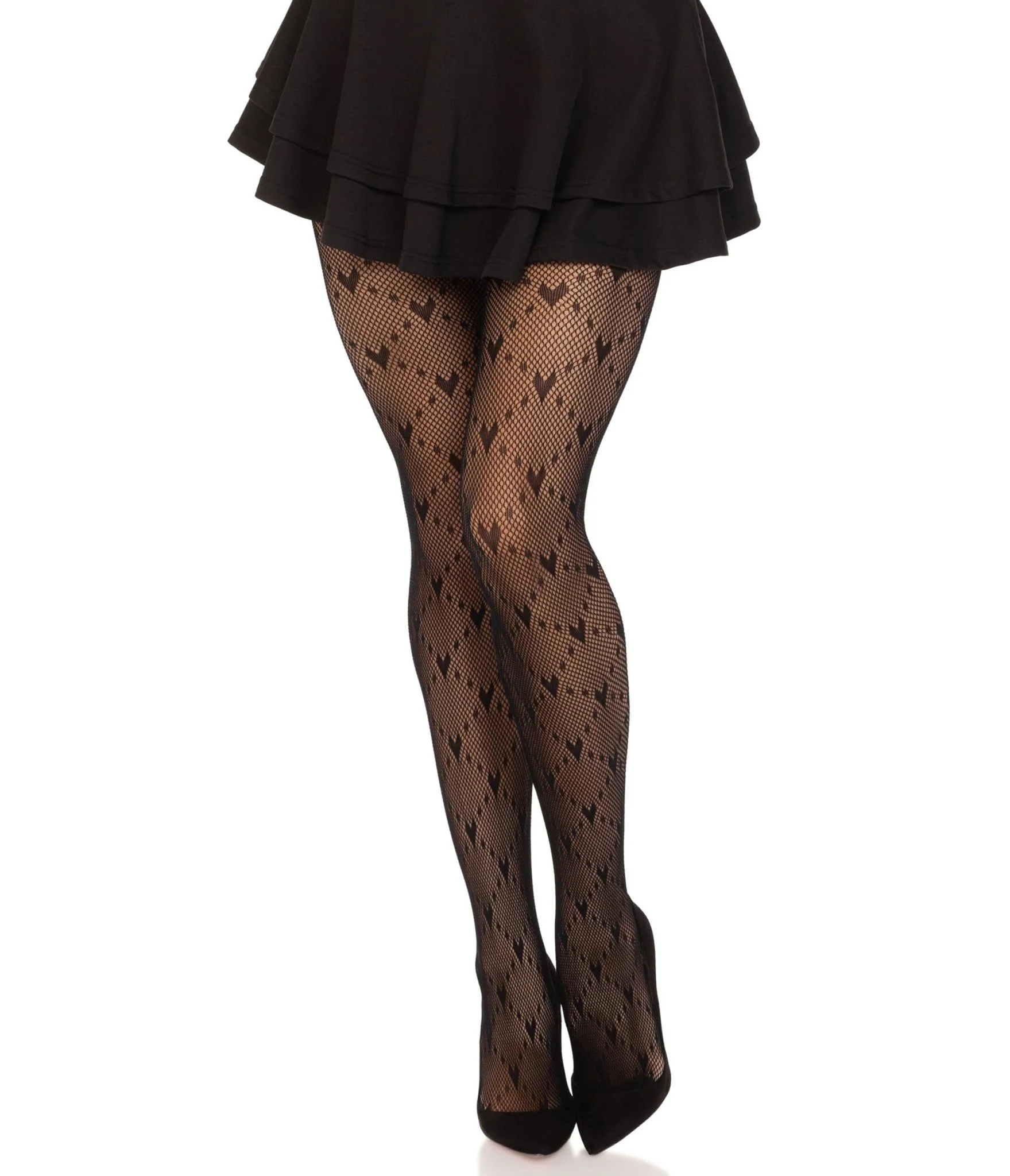 Leg Avenue Black Love Struck Heart Tights