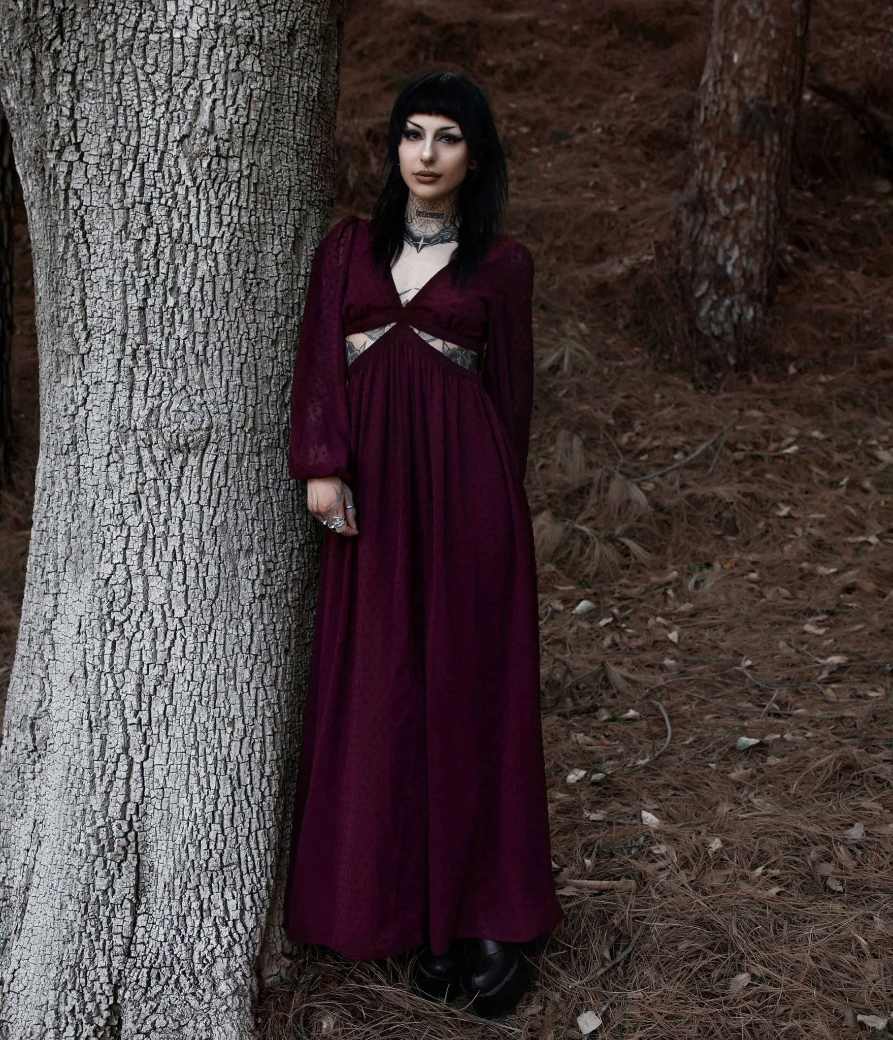 Lively Ghosts Burgundy Cutout Eclipse Maxi Dress - Image 3
