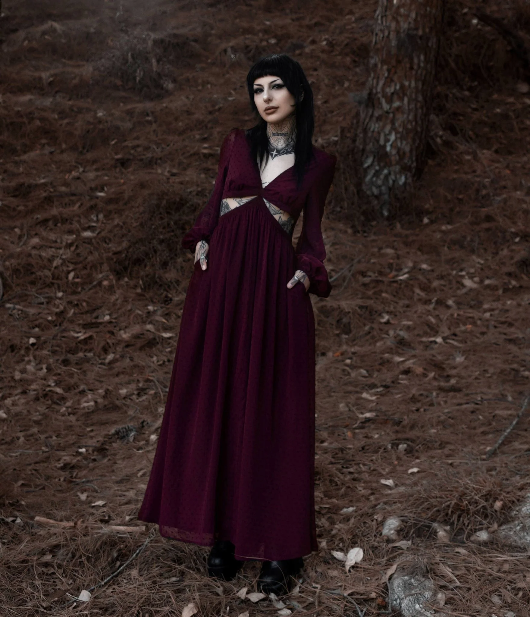 Lively Ghosts Burgundy Cutout Eclipse Maxi Dress - Image 4