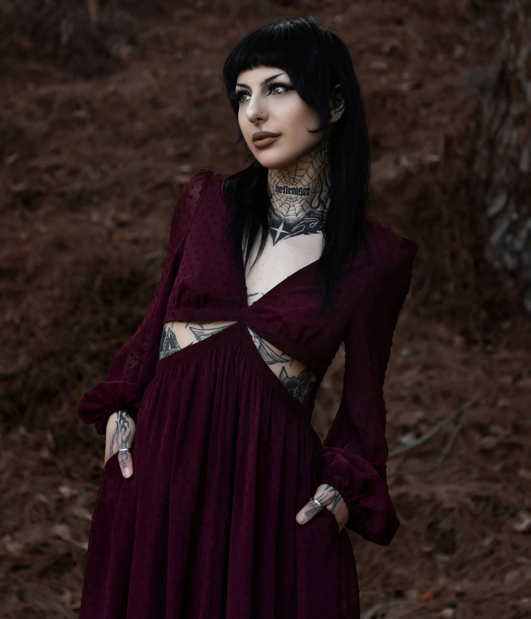 Lively Ghosts Burgundy Cutout Eclipse Maxi Dress - Image 5