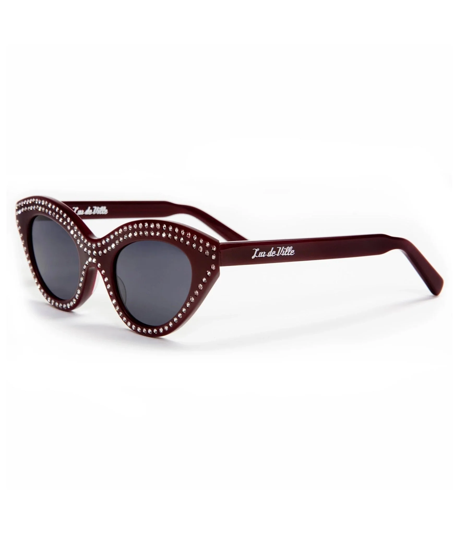 Lux De Ville Red & Silver Rhinestone Auntie Mame Sunglasses - Image 3