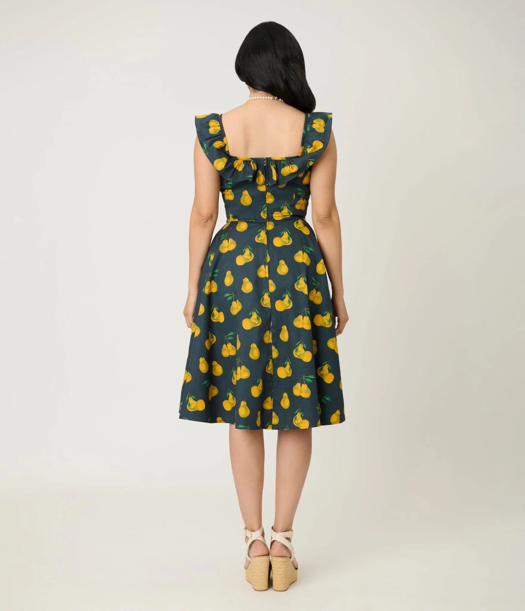 Magnolia Place Black & Yellow Pear Print Barbara Swing Dress - Image 2