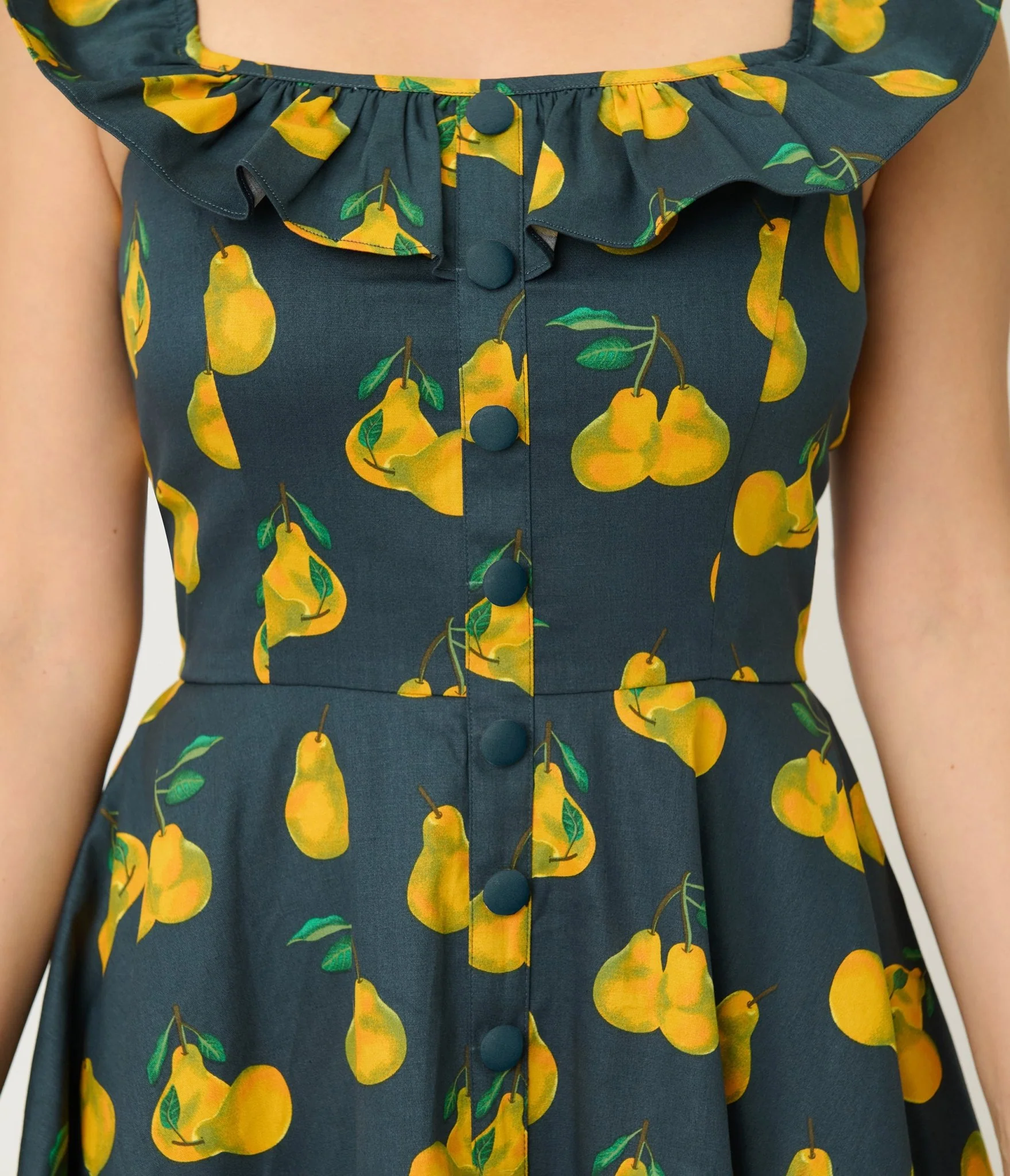 Magnolia Place Black & Yellow Pear Print Barbara Swing Dress - Image 5