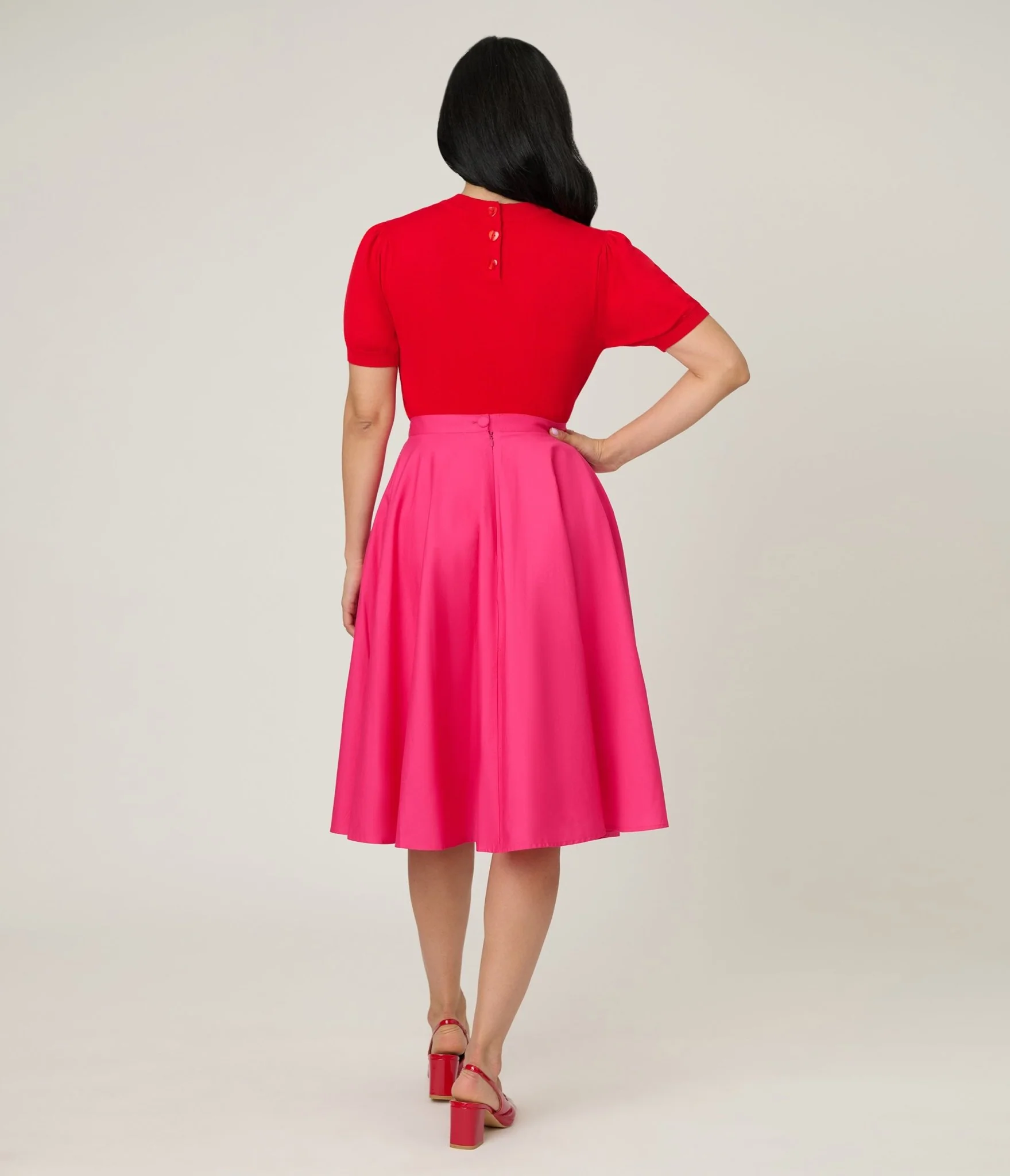 Magnolia Place Hot Pink Cotton Sally Swing Skirt - Image 3