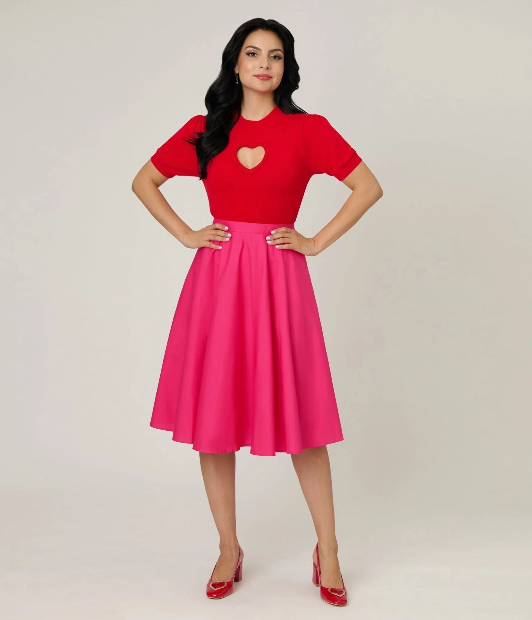 Magnolia Place Hot Pink Cotton Sally Swing Skirt - Image 4