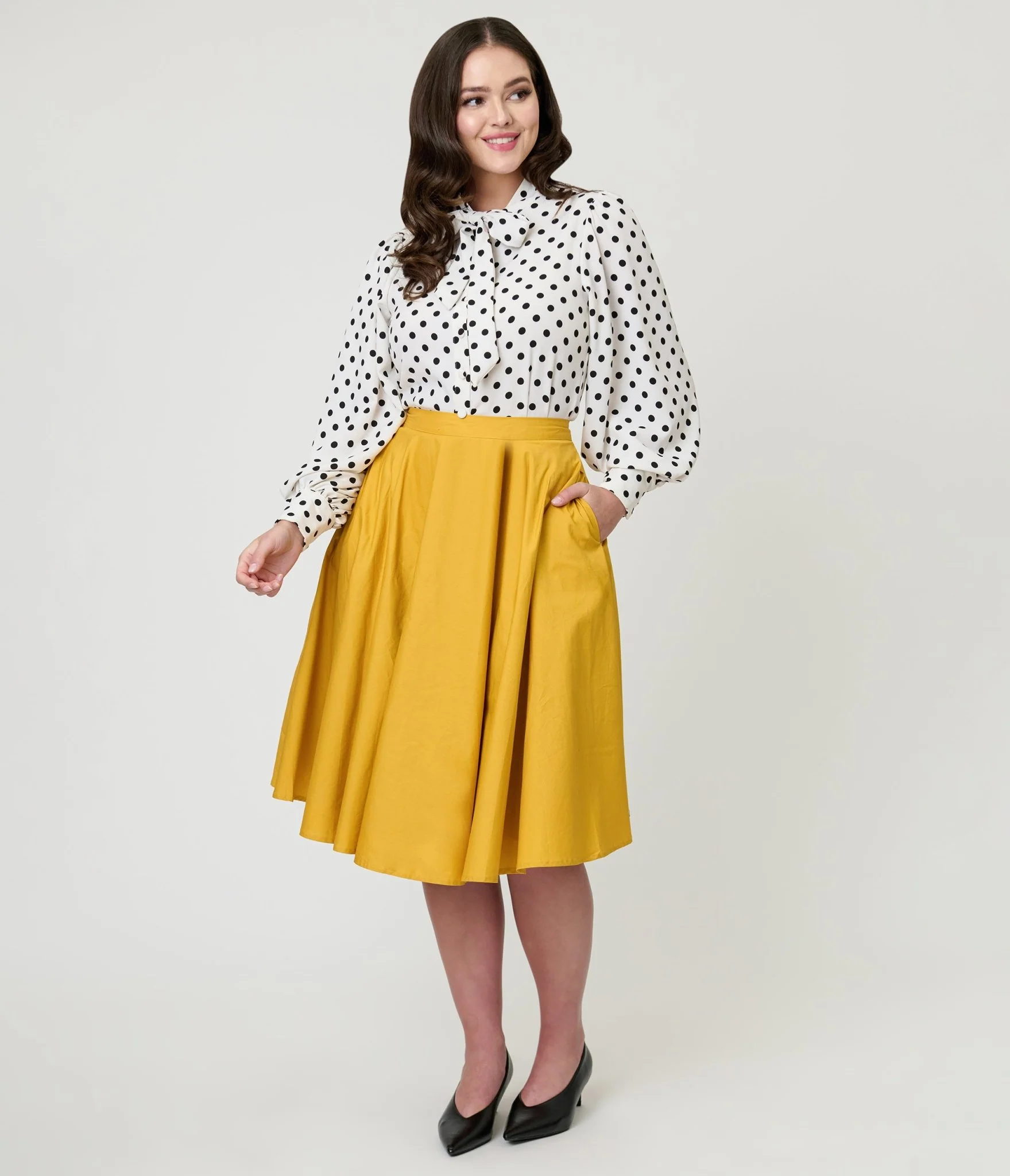 Magnolia Place Mustard Sally Swing Skirt - Image 5