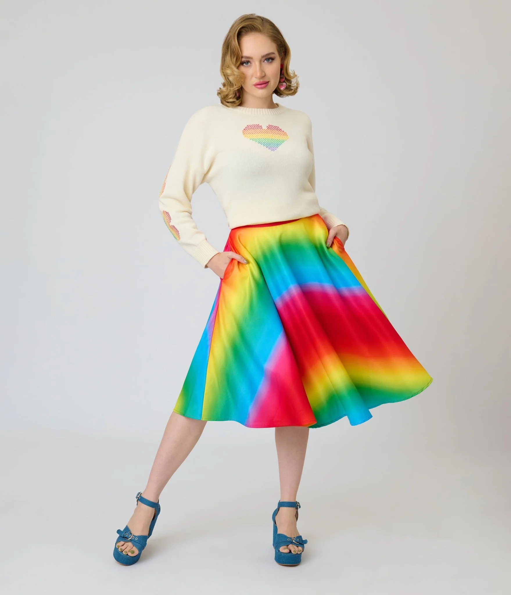 Magnolia Place Ombre Rainbow Sally Swing Skirt - Image 5