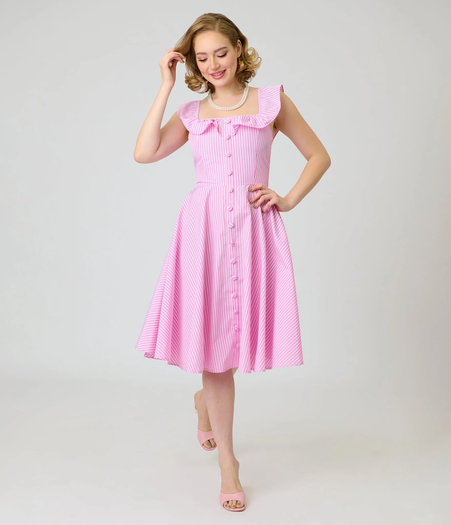 Magnolia Place Pink Stripe Barbara Swing Dress - Image 4
