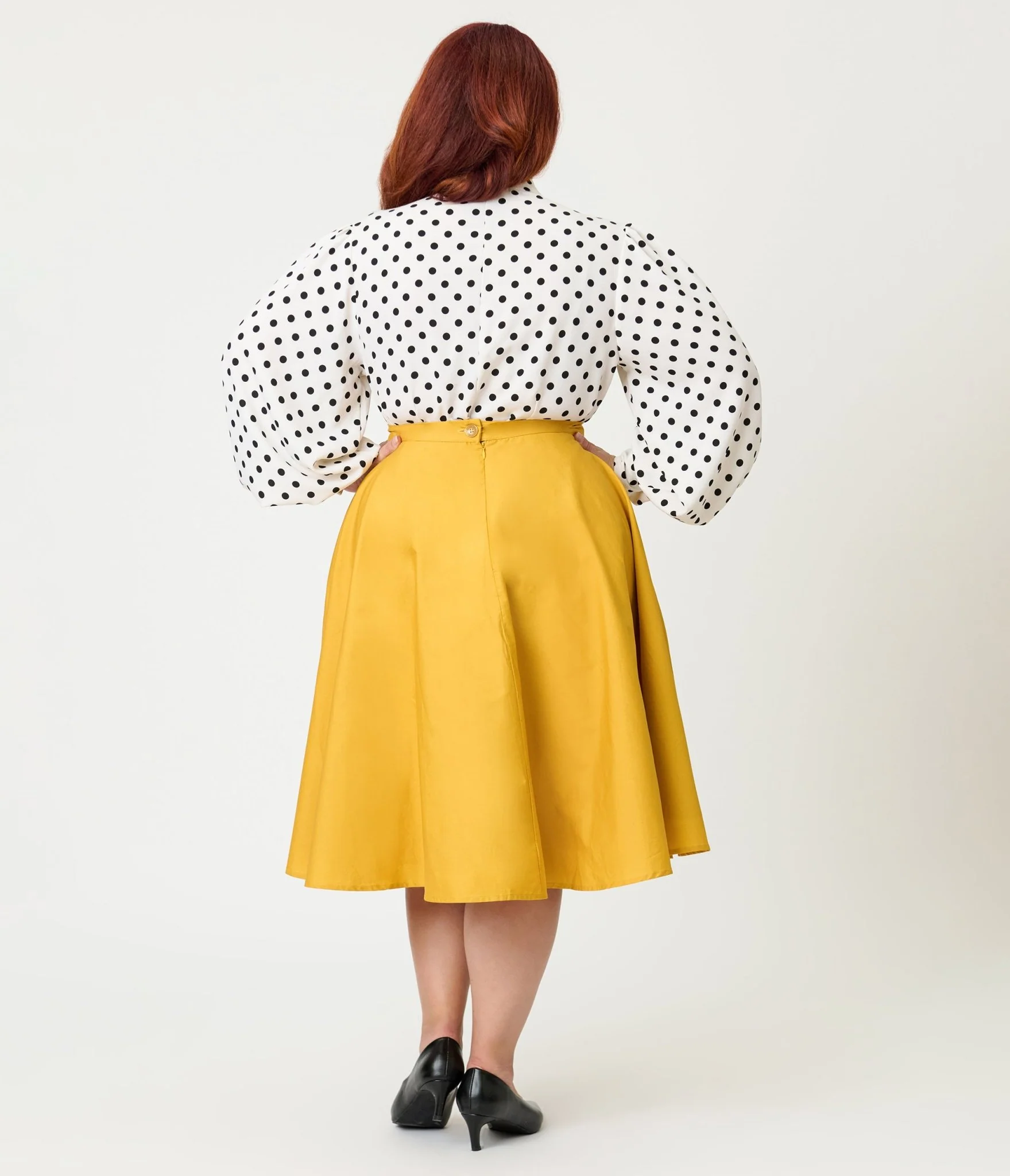 Magnolia Place Plus Size Mustard Sally Swing Skirt - Image 3