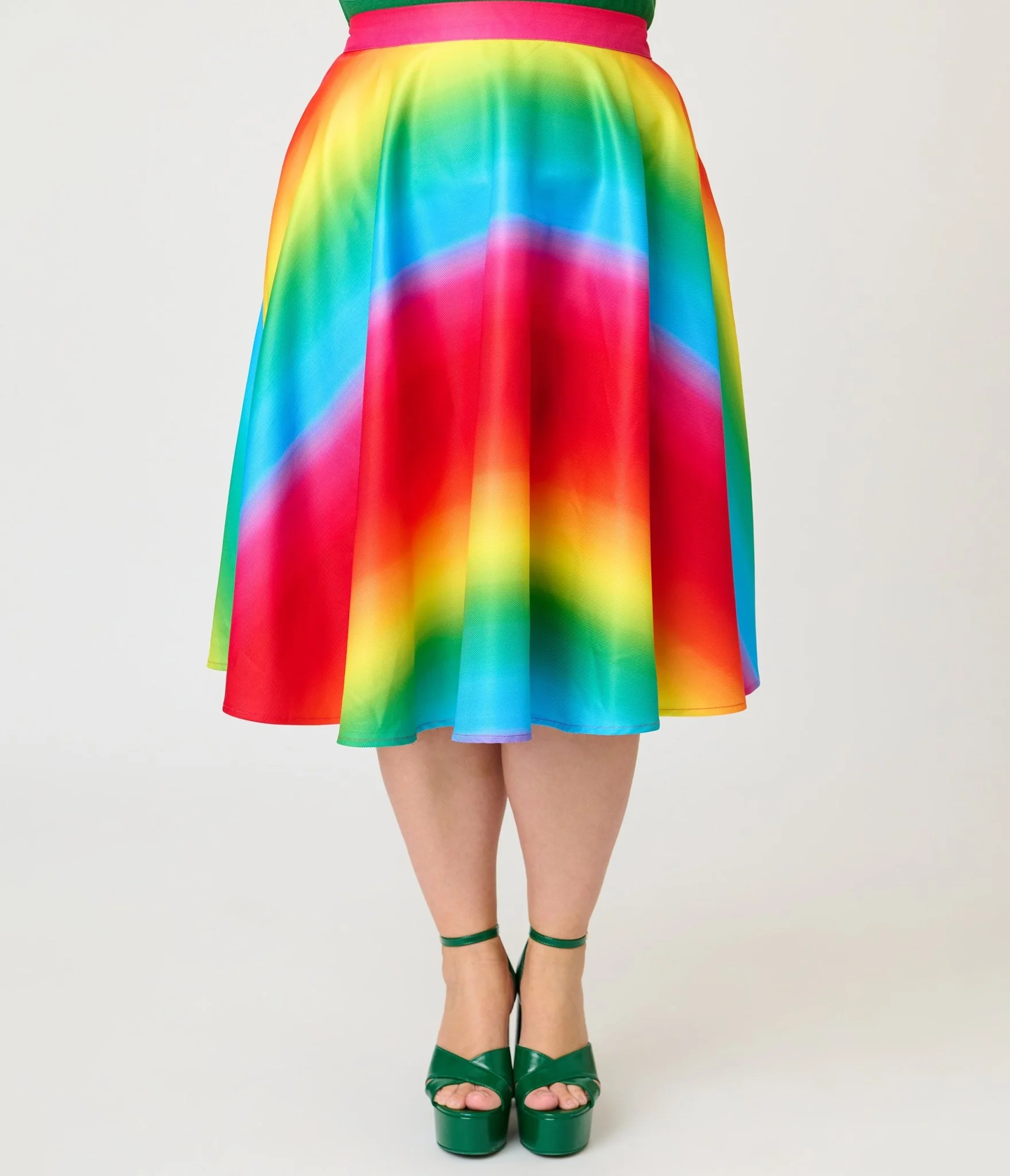 Magnolia Place Plus Size Ombre Rainbow Sally Swing Skirt - Image 2