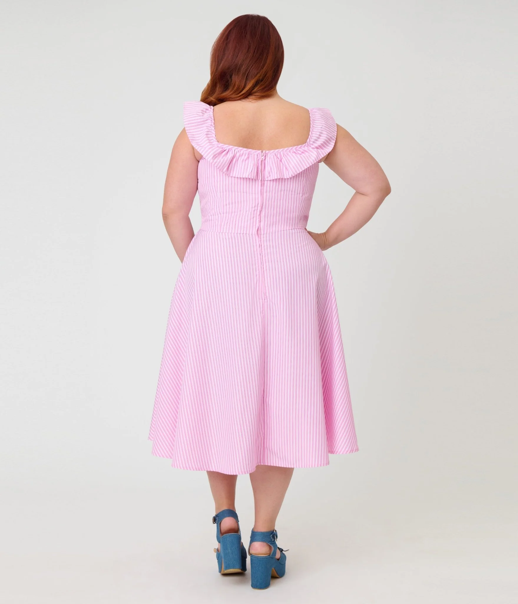 Magnolia Place Plus Size Pink Stripe Barbara Swing Dress - Image 2