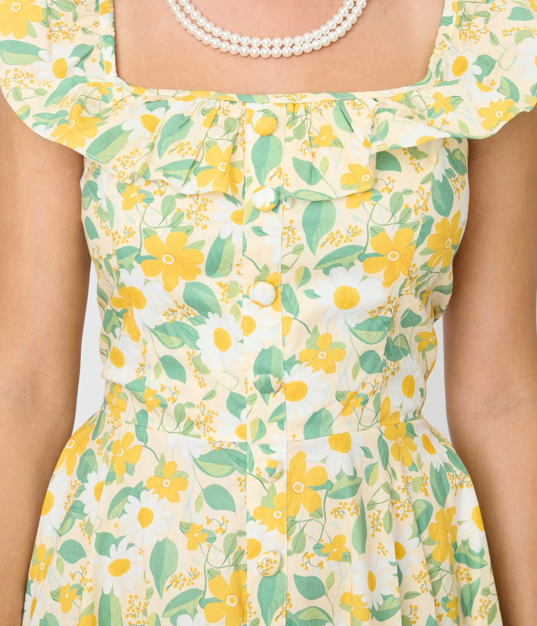 Magnolia Place Yellow Floral Cotton Barbara Swing Dress - Image 5