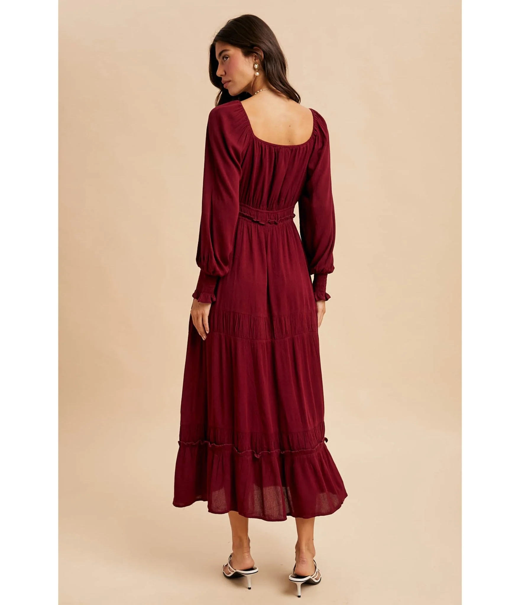 Merlot Square Neck Maxi Dress - Image 2
