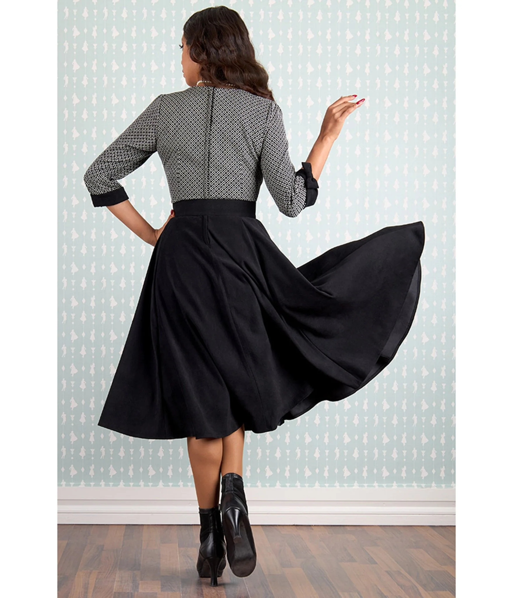 Miss Candyfloss Black Josephine Lou Swing Dress - Image 2