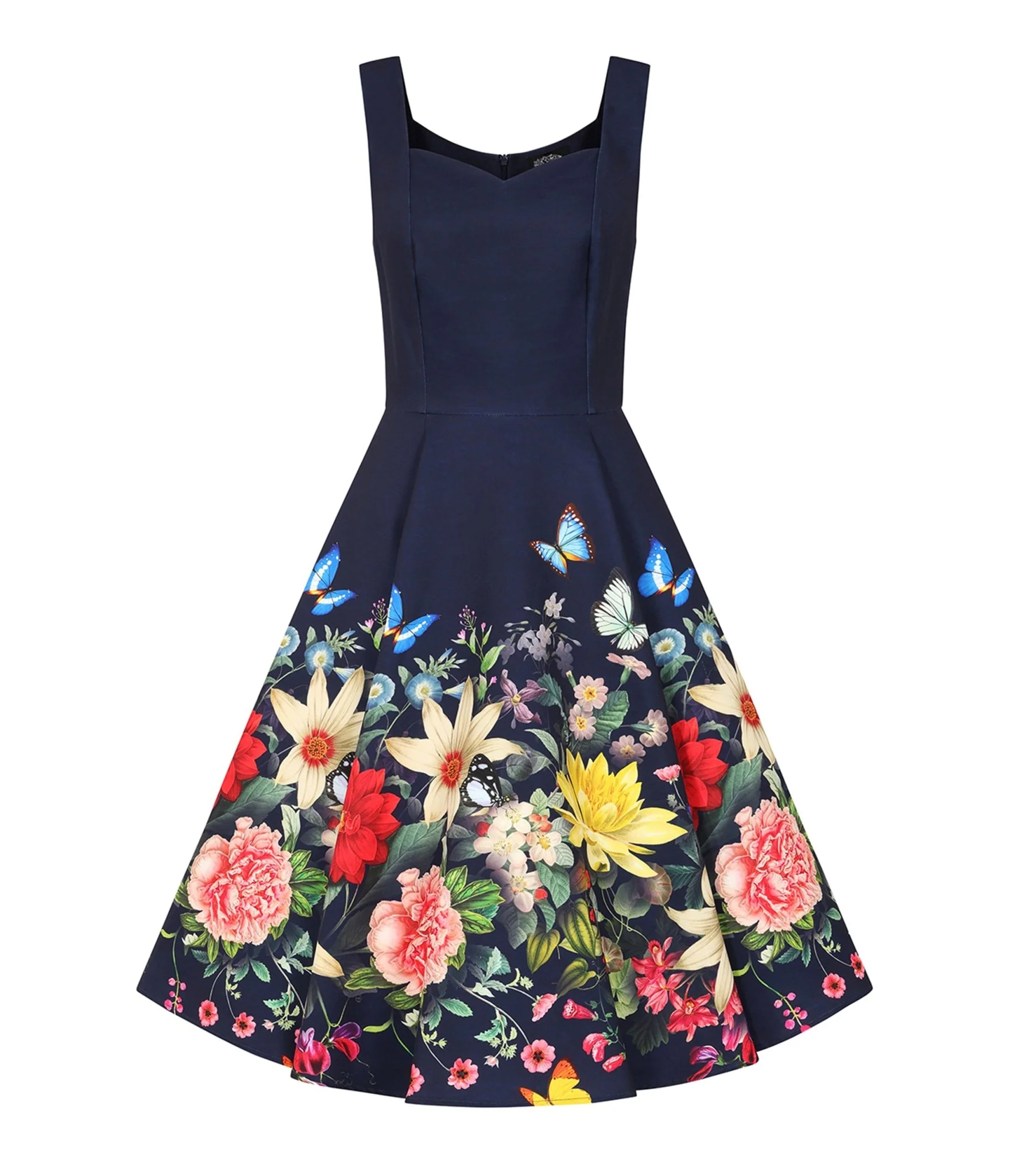 Navy Butterfly & Floral Moonlight Swing Dress - Image 4