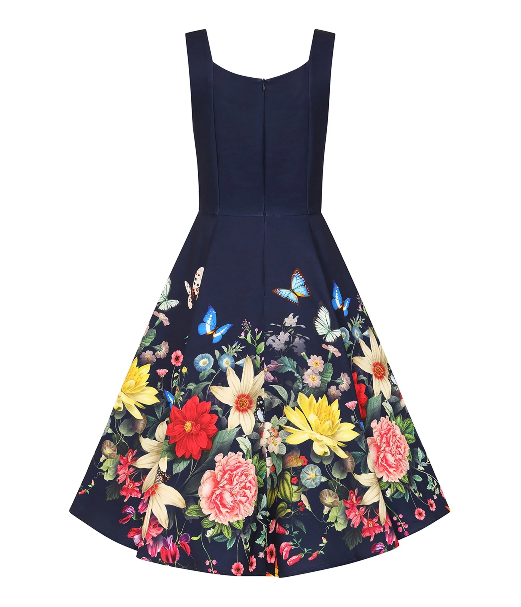 Navy Butterfly & Floral Moonlight Swing Dress - Image 5