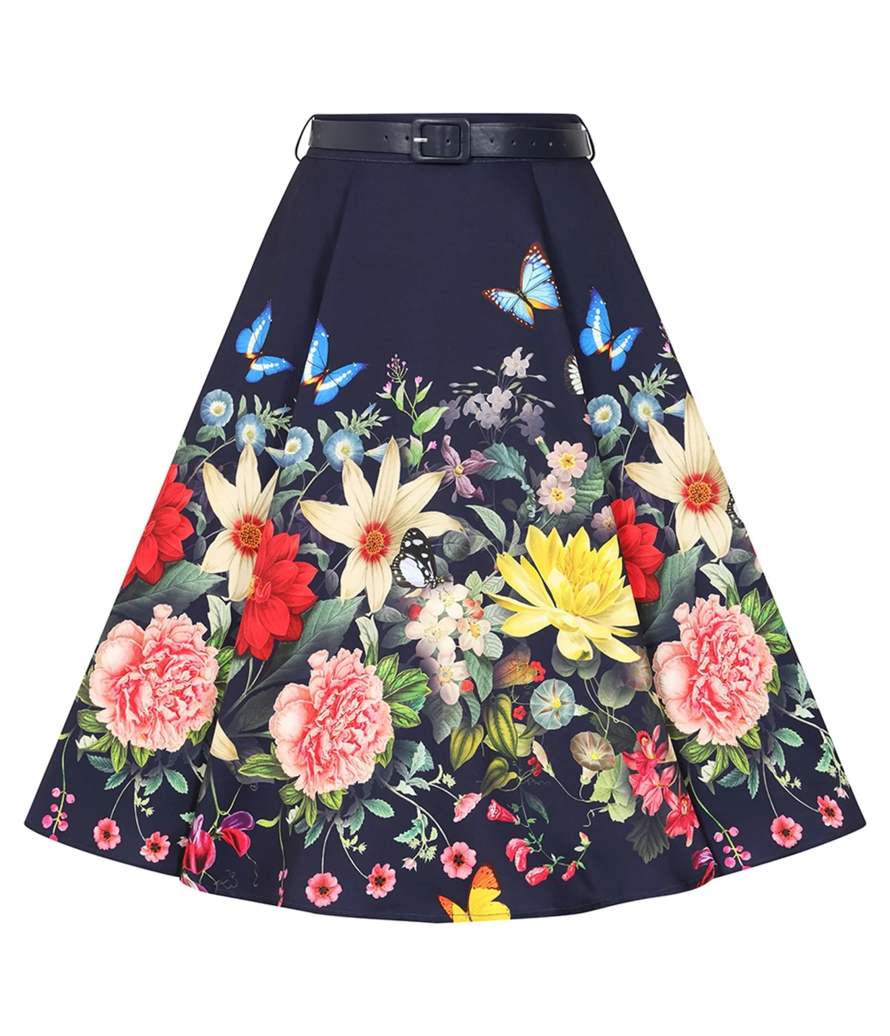 Navy Butterfly Meadow Swing Skirt - Image 3