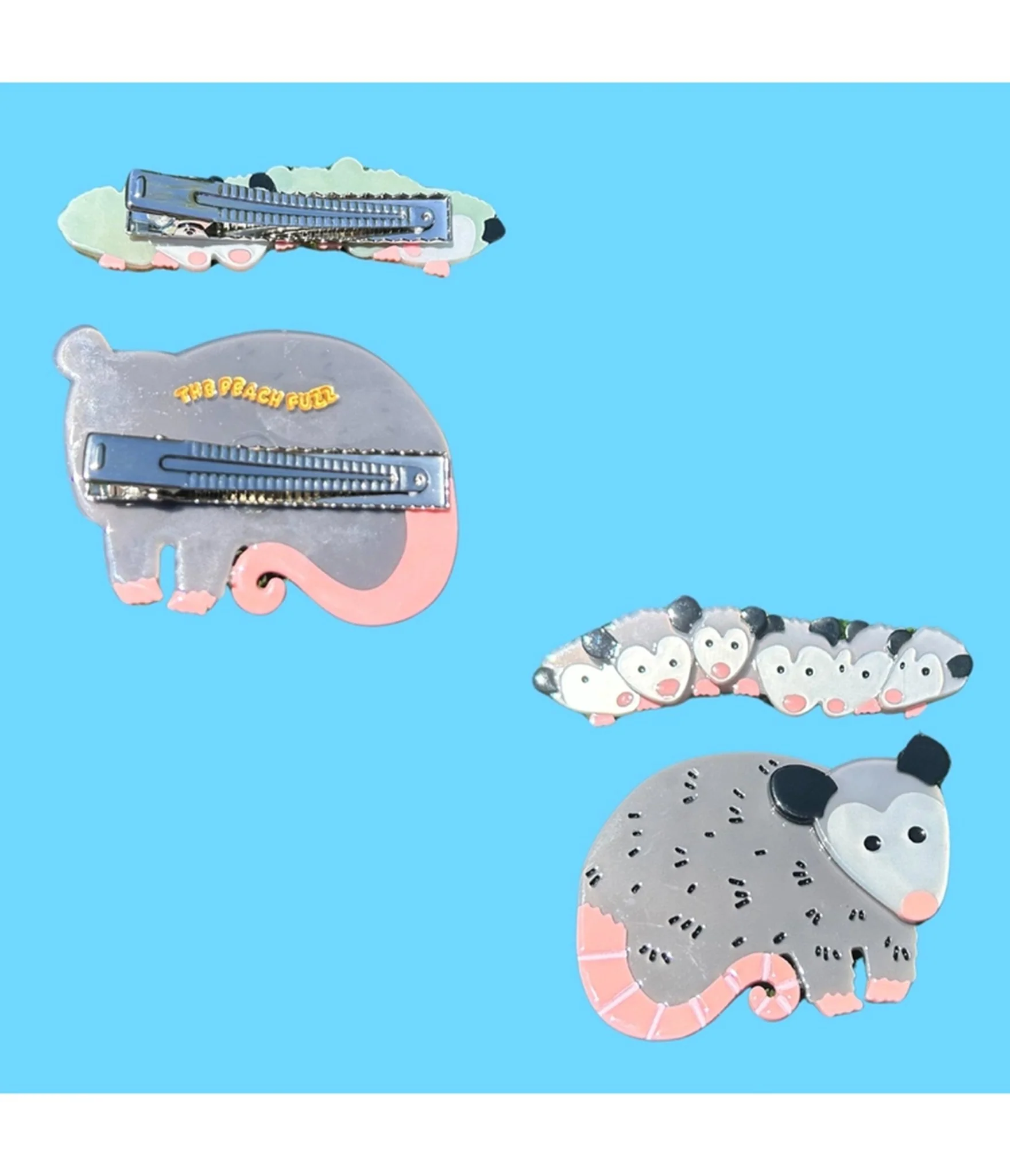 Opossum Family Hair Clip Set - Image 2