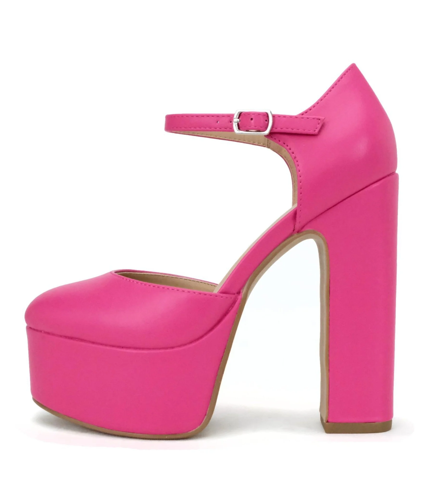 Pink Leatherette Platform Heels