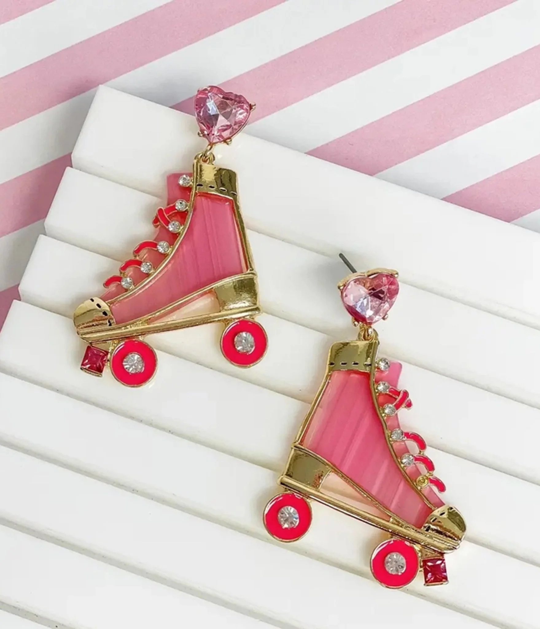 Pink Roller Skate Dangle Earrings