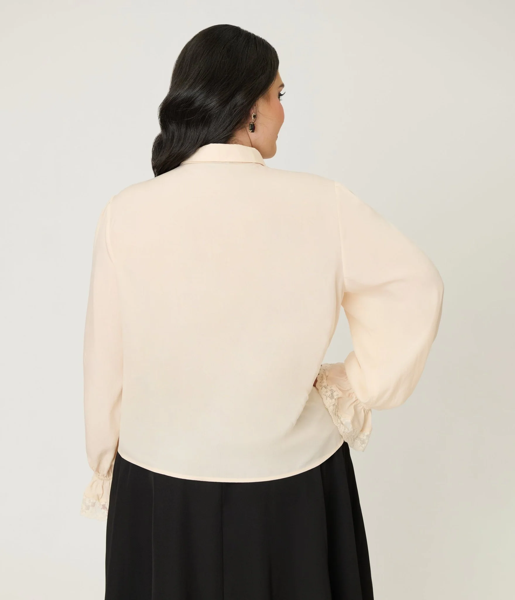 Plus Size Cream Willow Bow Blouse - Image 2