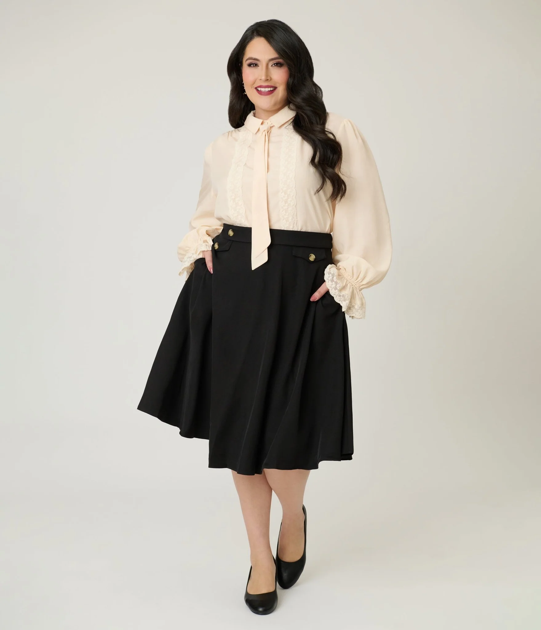 Plus Size Cream Willow Bow Blouse - Image 5