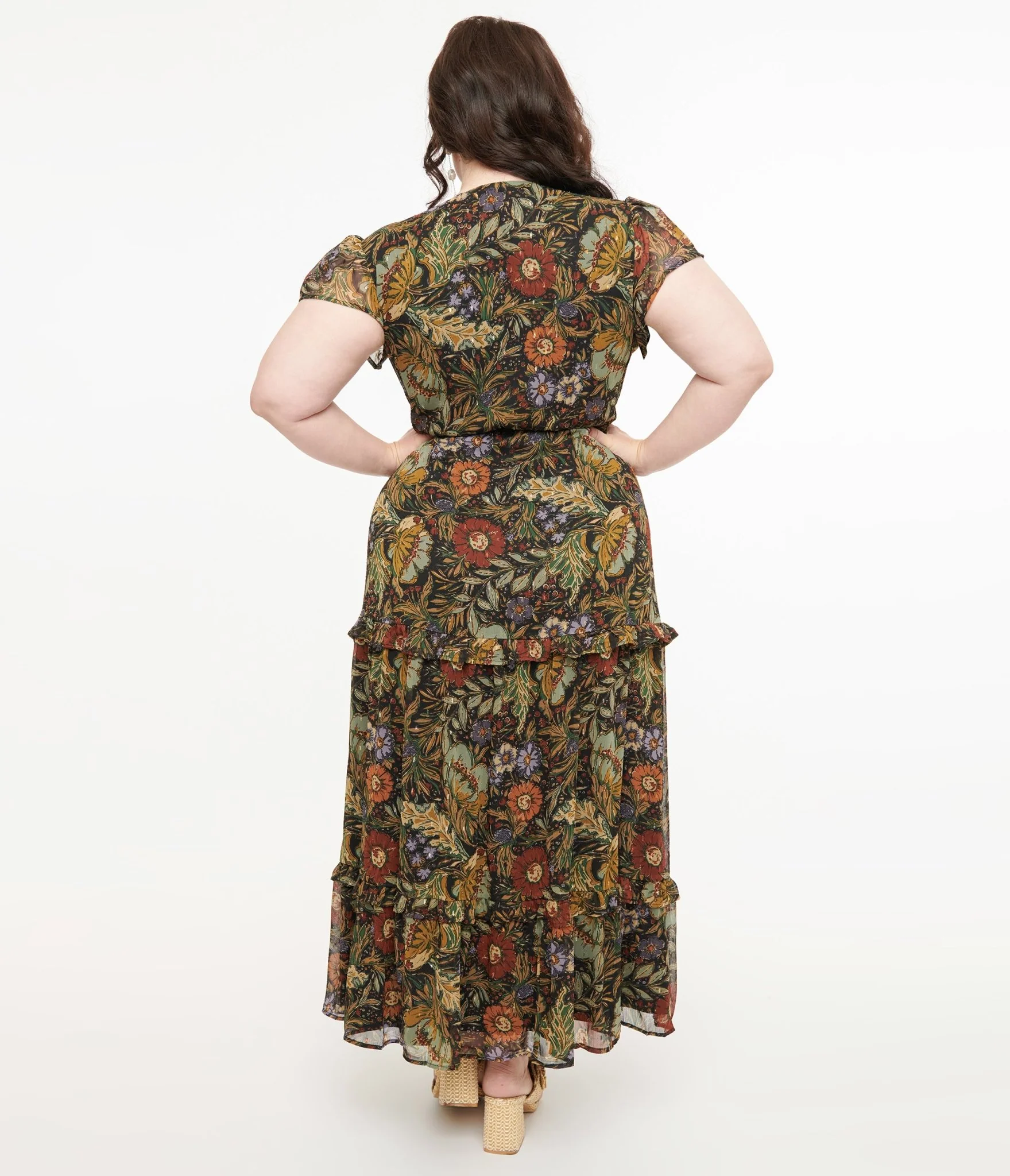 Polagram 1970s Autumn Floral Chiffon Maxi Dress - Image 2