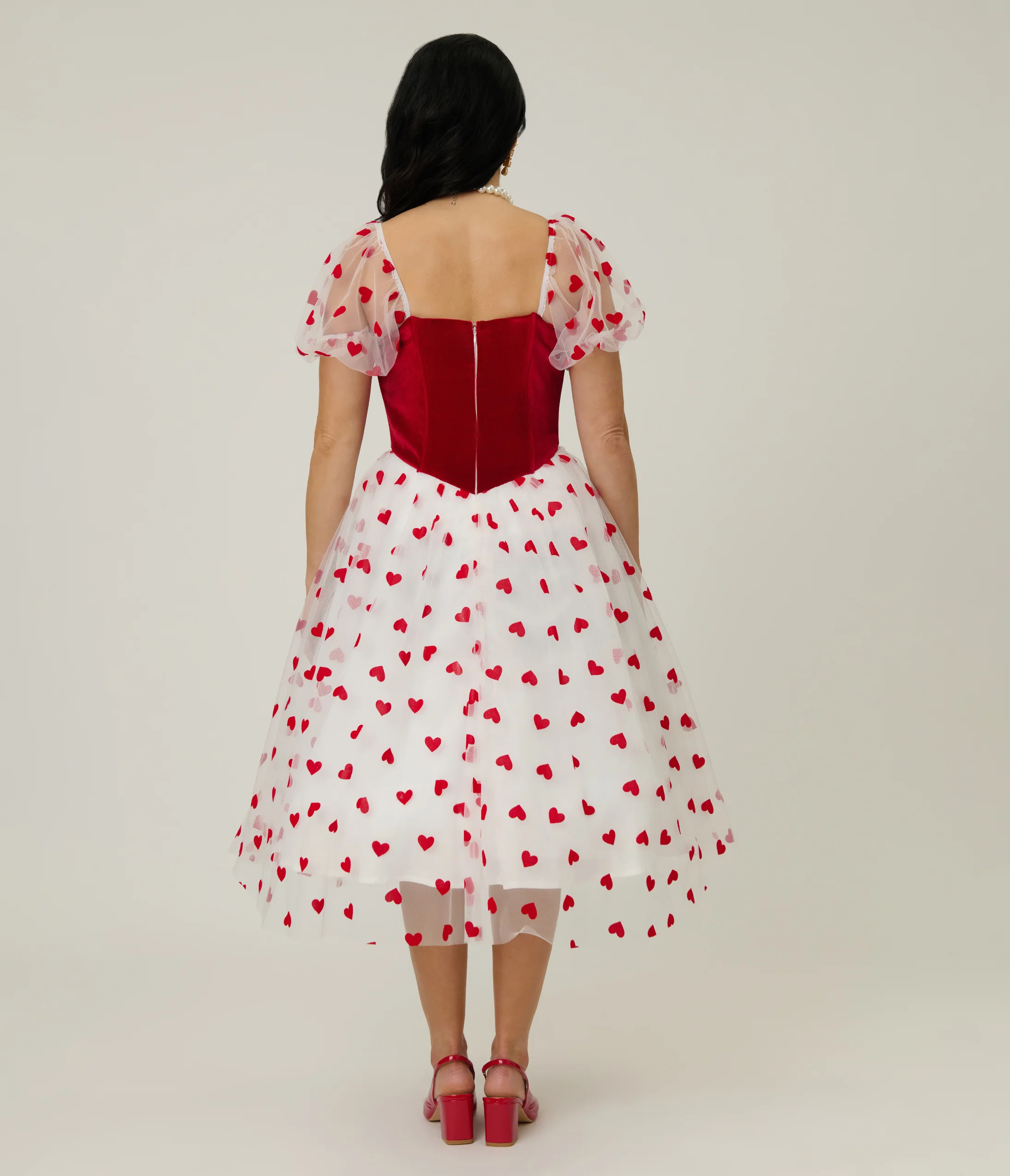 Barbie x Unique Vintage Red Hearts Loving You Swing Dress - Image 3