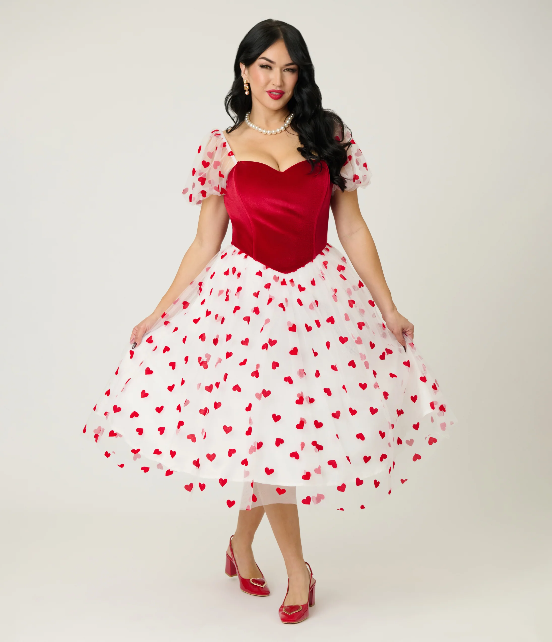 Barbie x Unique Vintage Red Hearts Loving You Swing Dress - Image 4