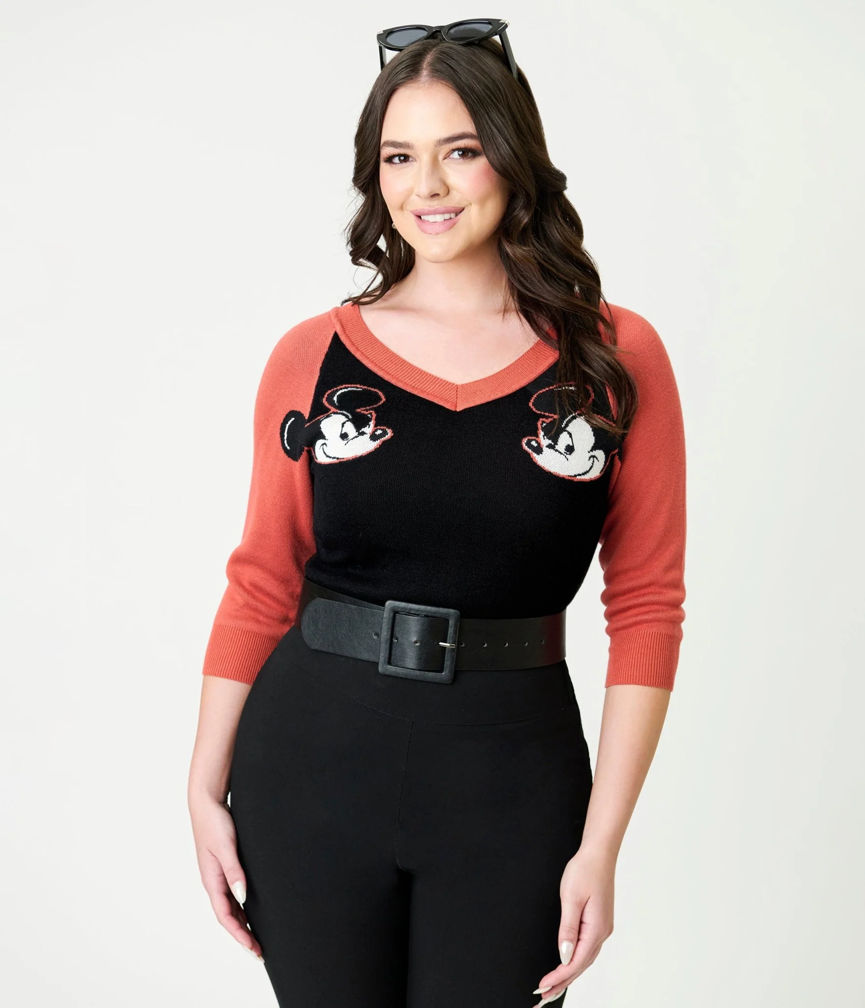 Disney Mickey & Friends Collection by Unique Vintage Black & Orange Mickey Sweater