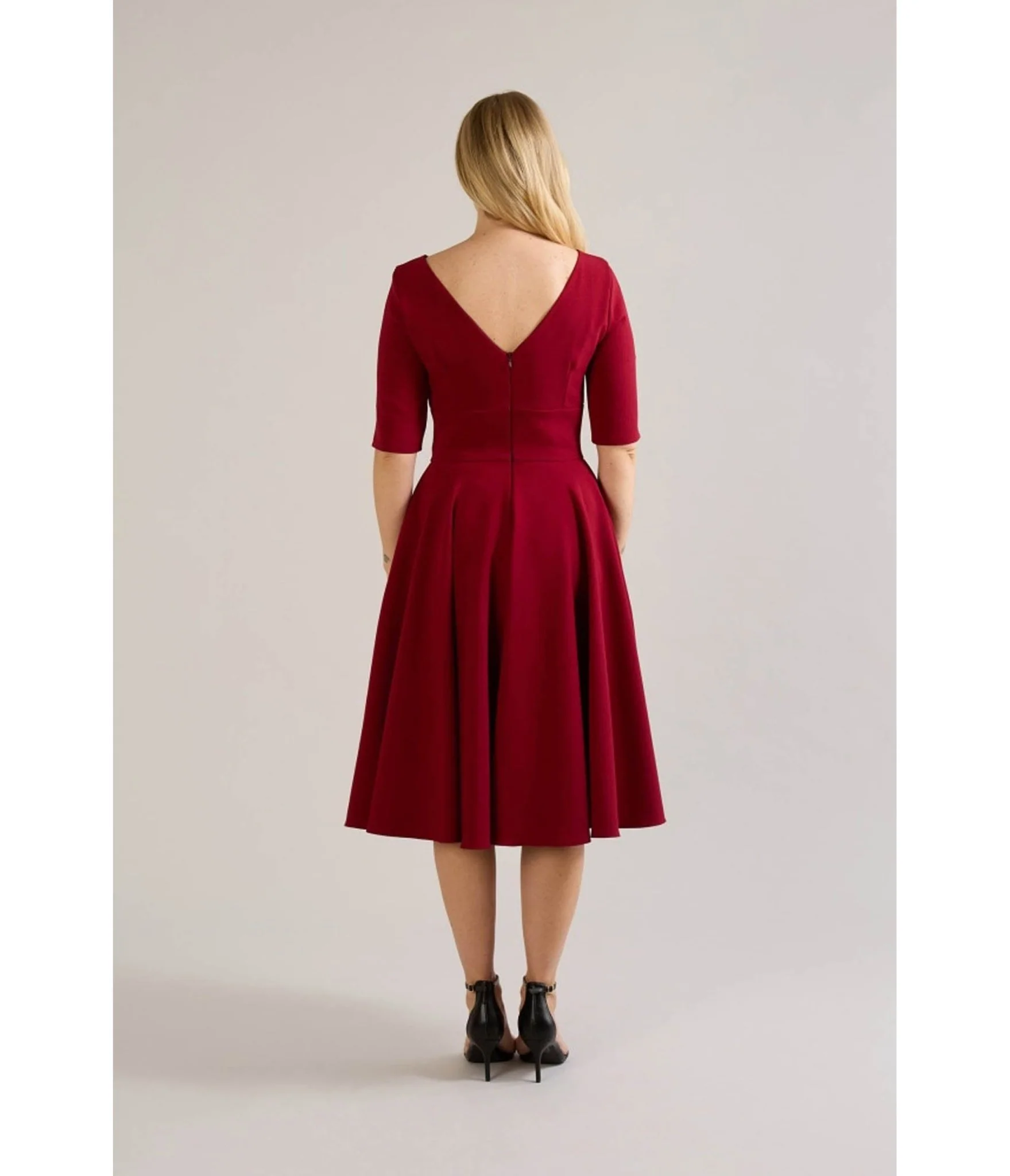 Pretty Dress Company Bordeaux Hepburn Swing Dress - Image 2