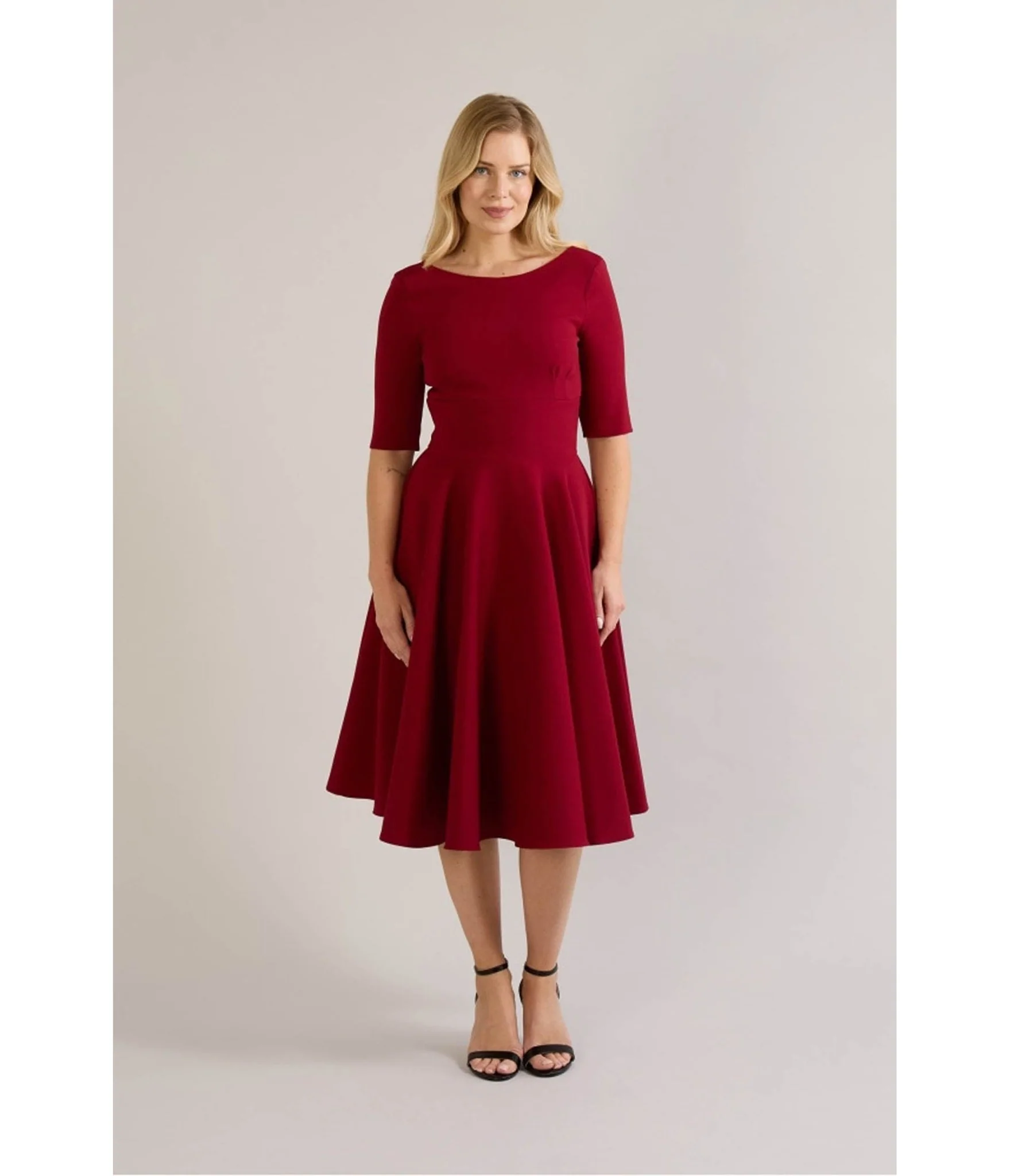 Pretty Dress Company Bordeaux Hepburn Swing Dress - Image 3