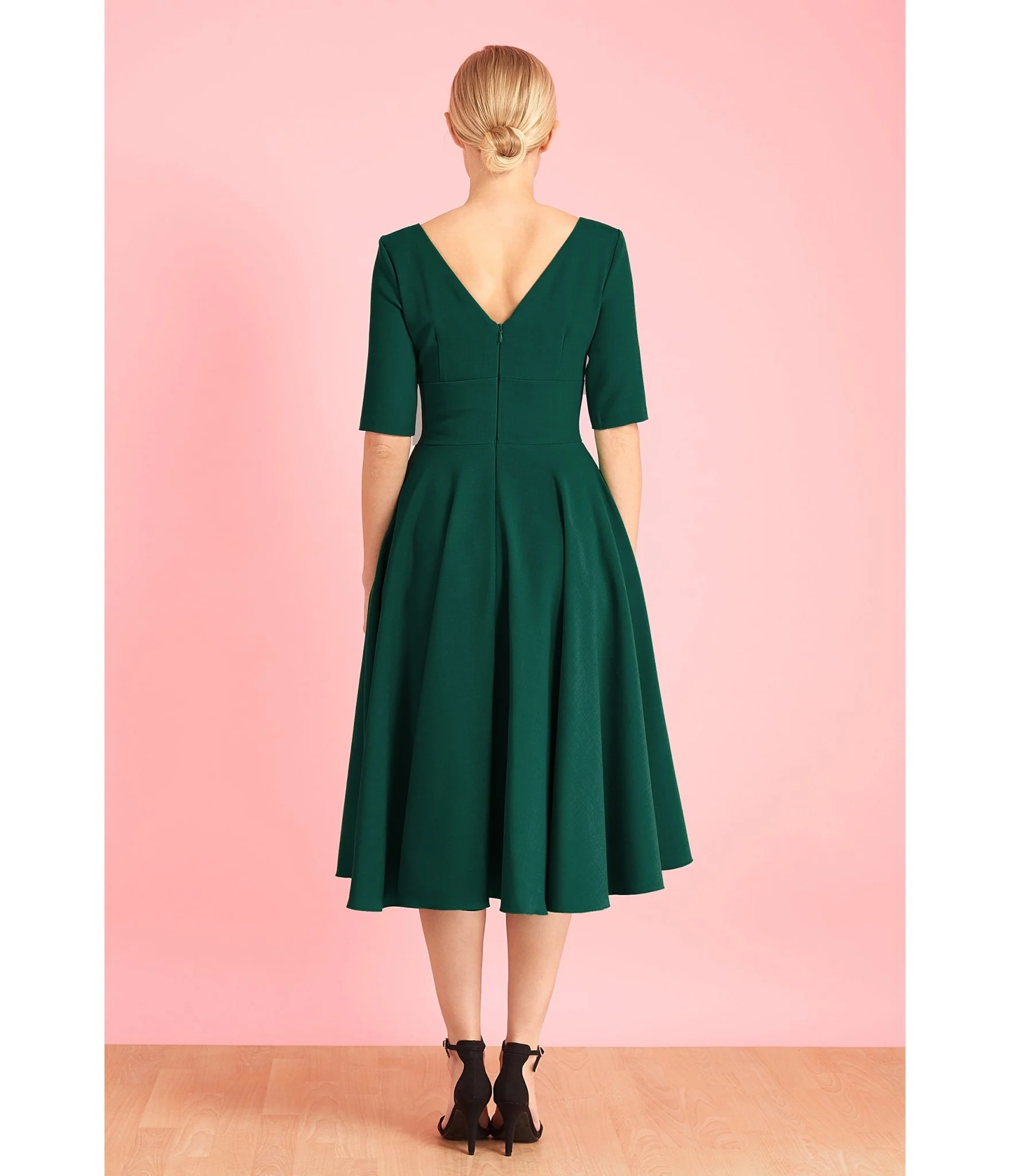 Pretty Dress Company Forest Green Hepburn Swing Dress - Image 2
