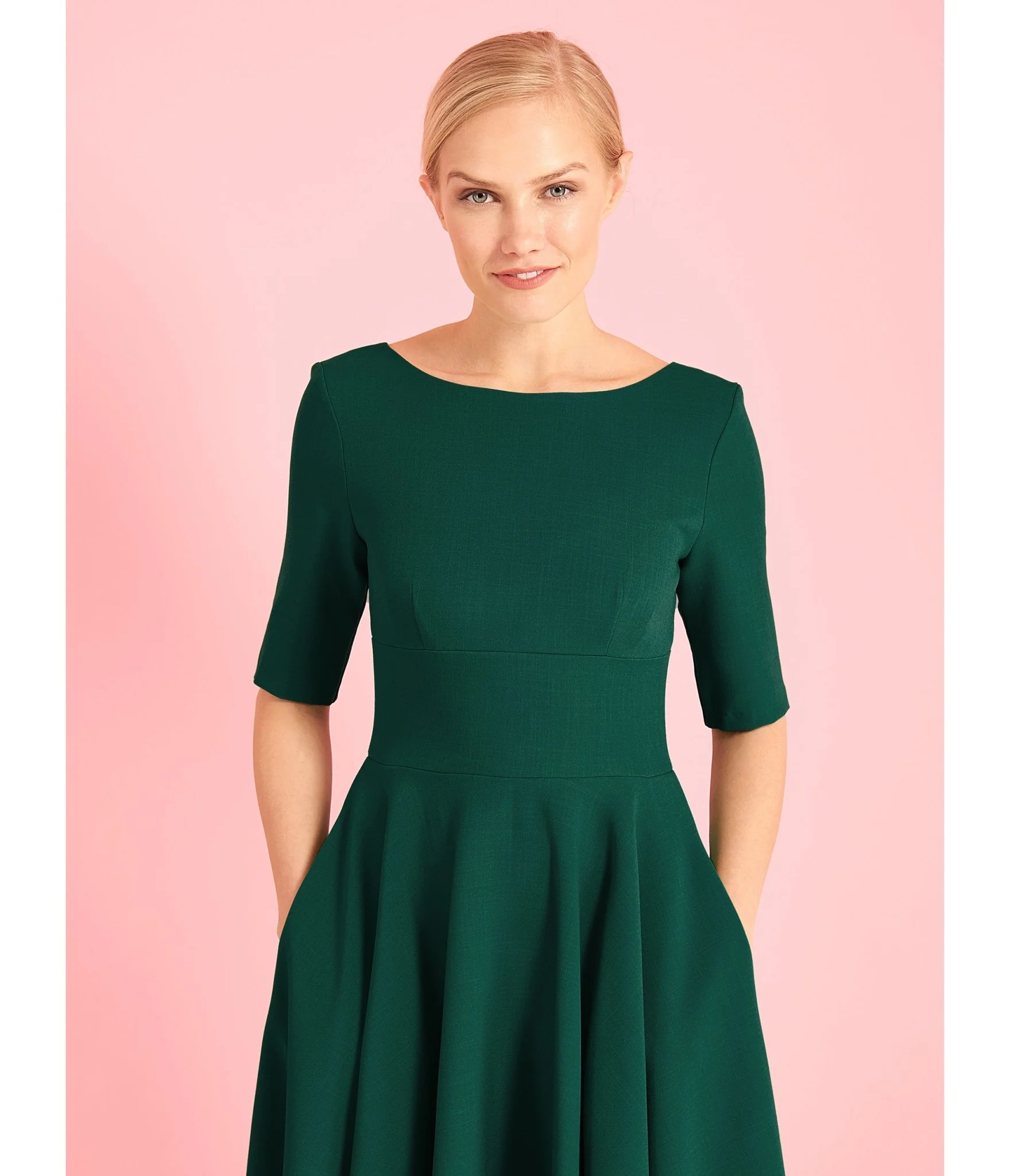 Pretty Dress Company Forest Green Hepburn Swing Dress - Image 3