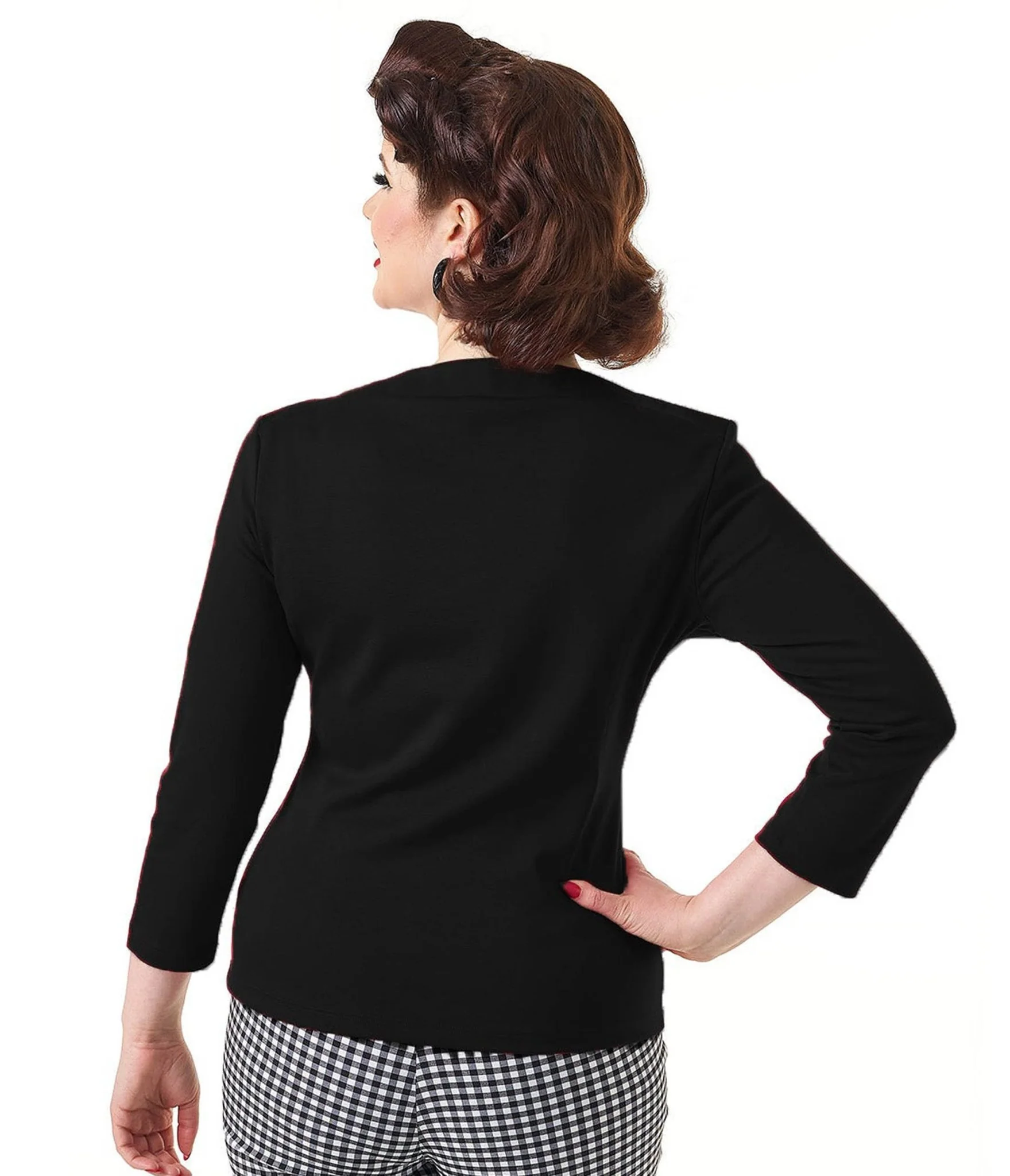 Pretty Retro Black Bardot Top - Image 2