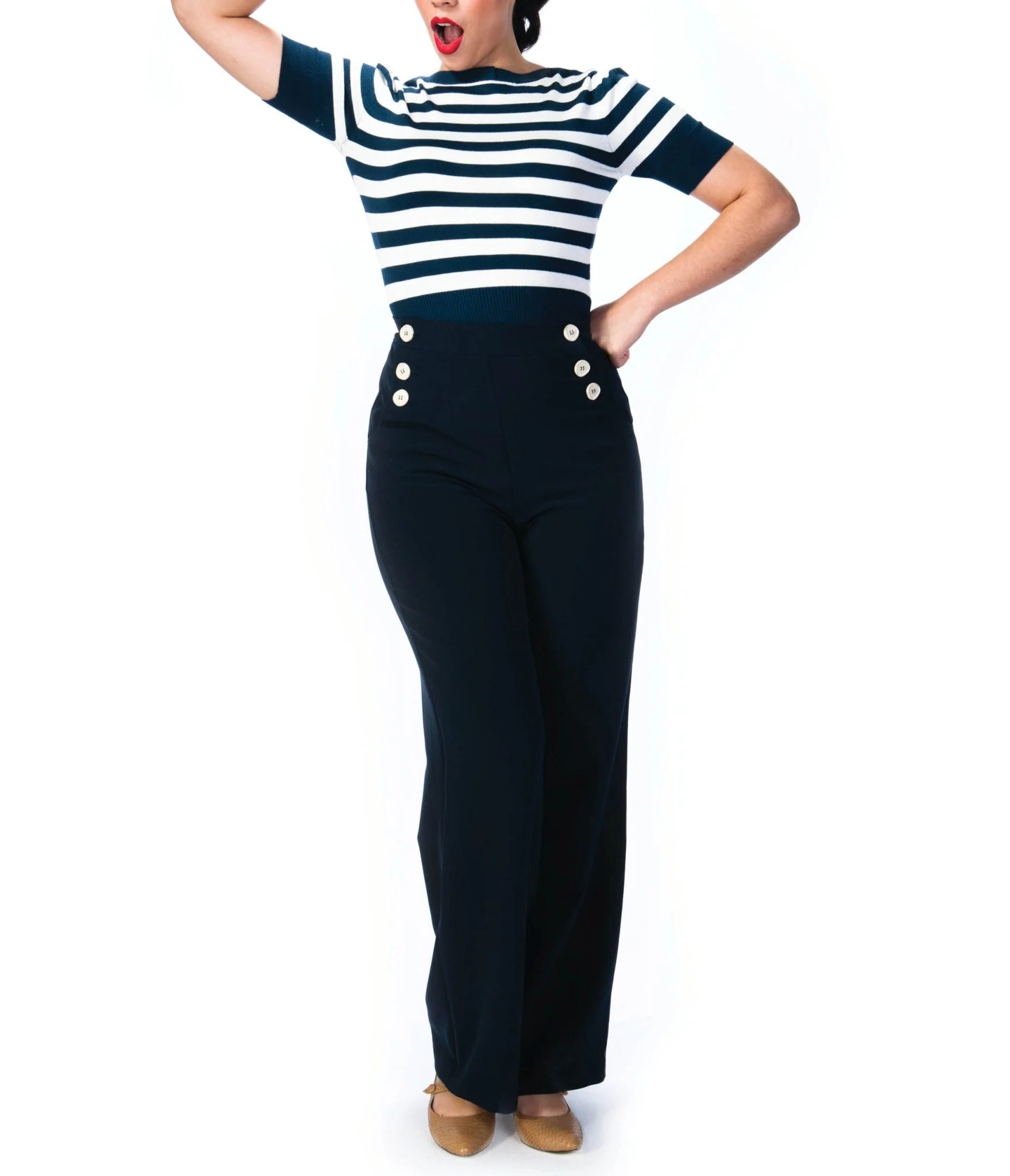 Pretty Retro Navy Sailor Slacks - Image 2