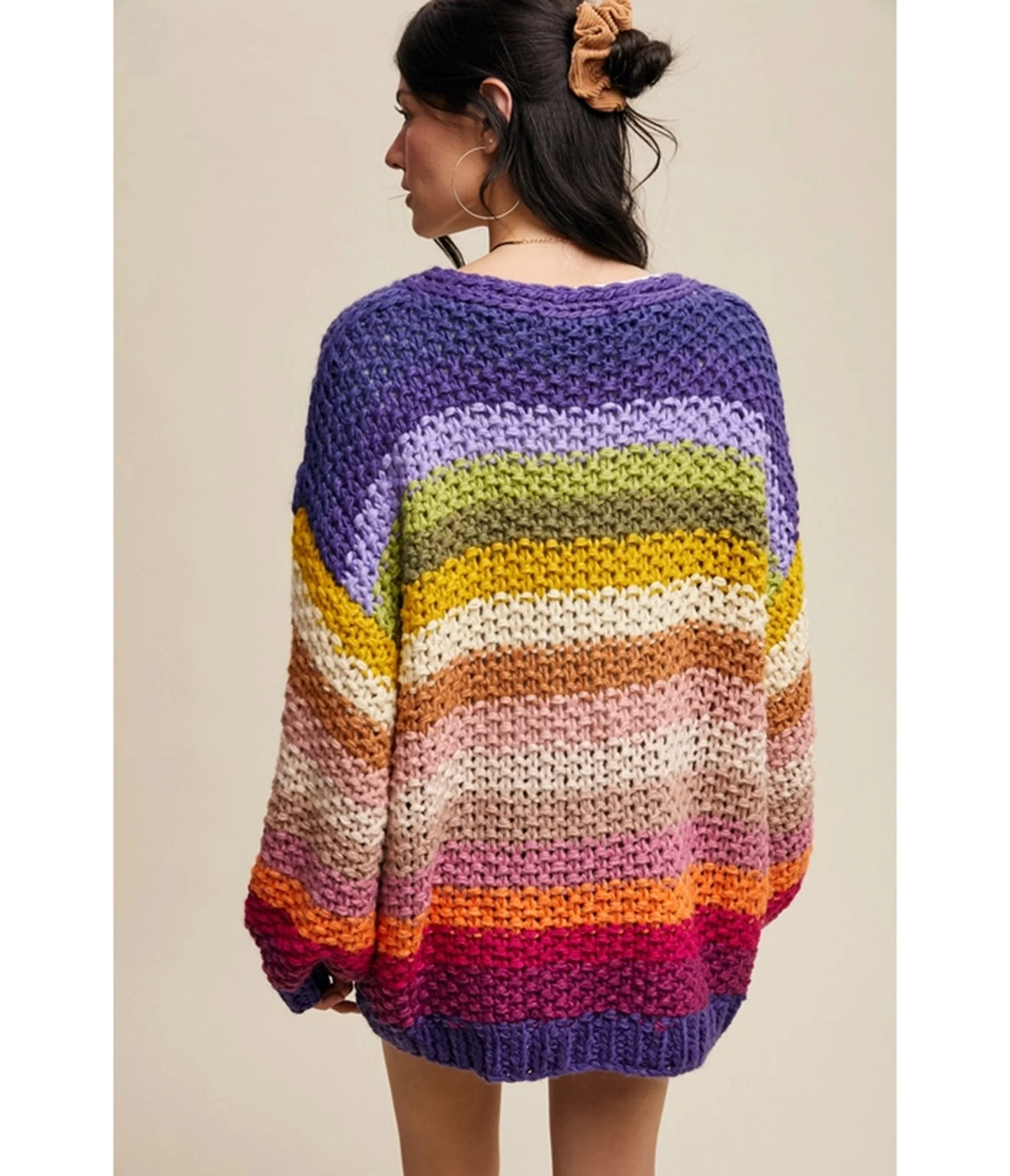 Rainbow Crochet Open Cardigan - Image 2